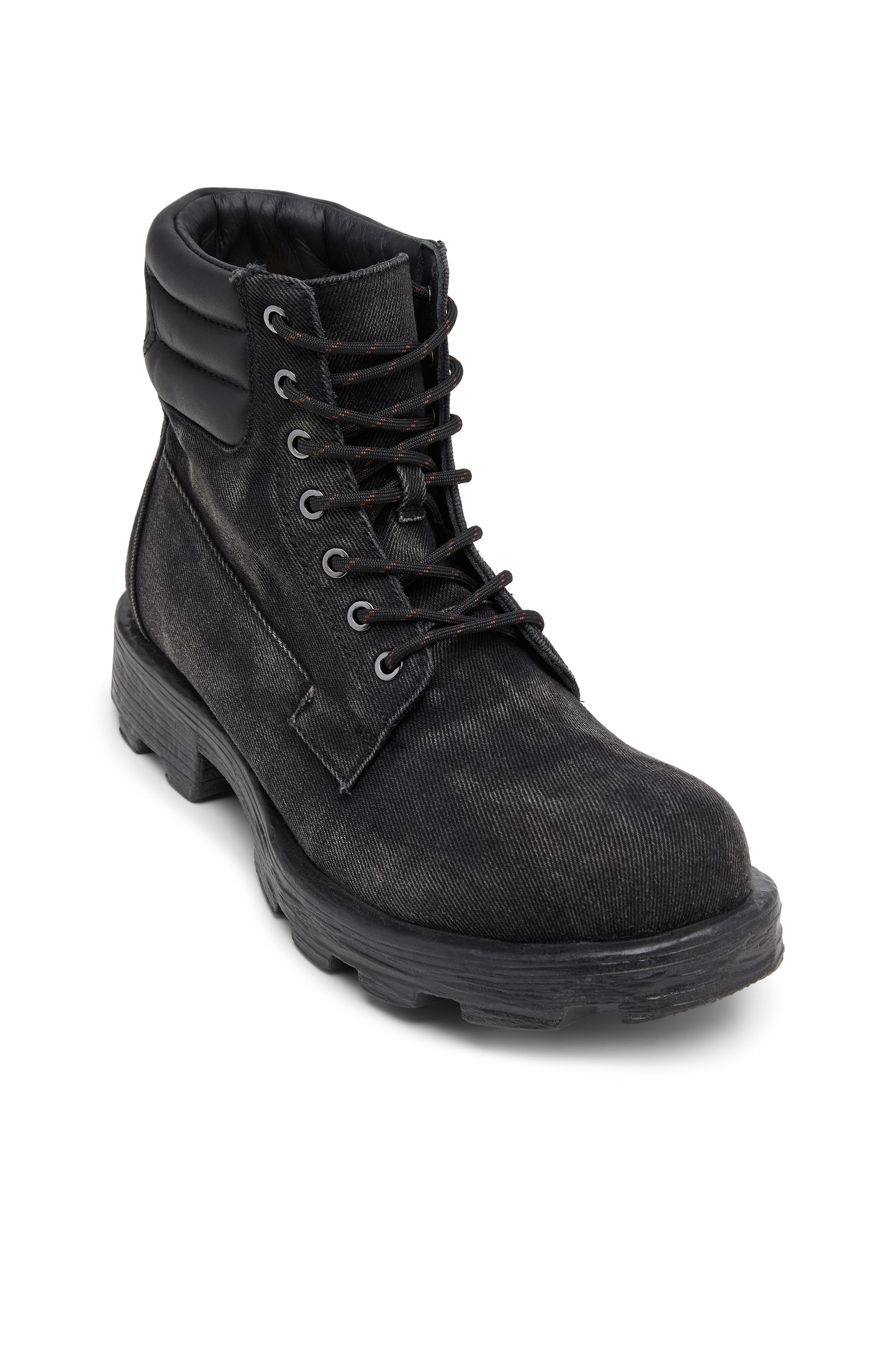 Men's D-Hammer-Combat boots in denim and leather | Black | Diesel