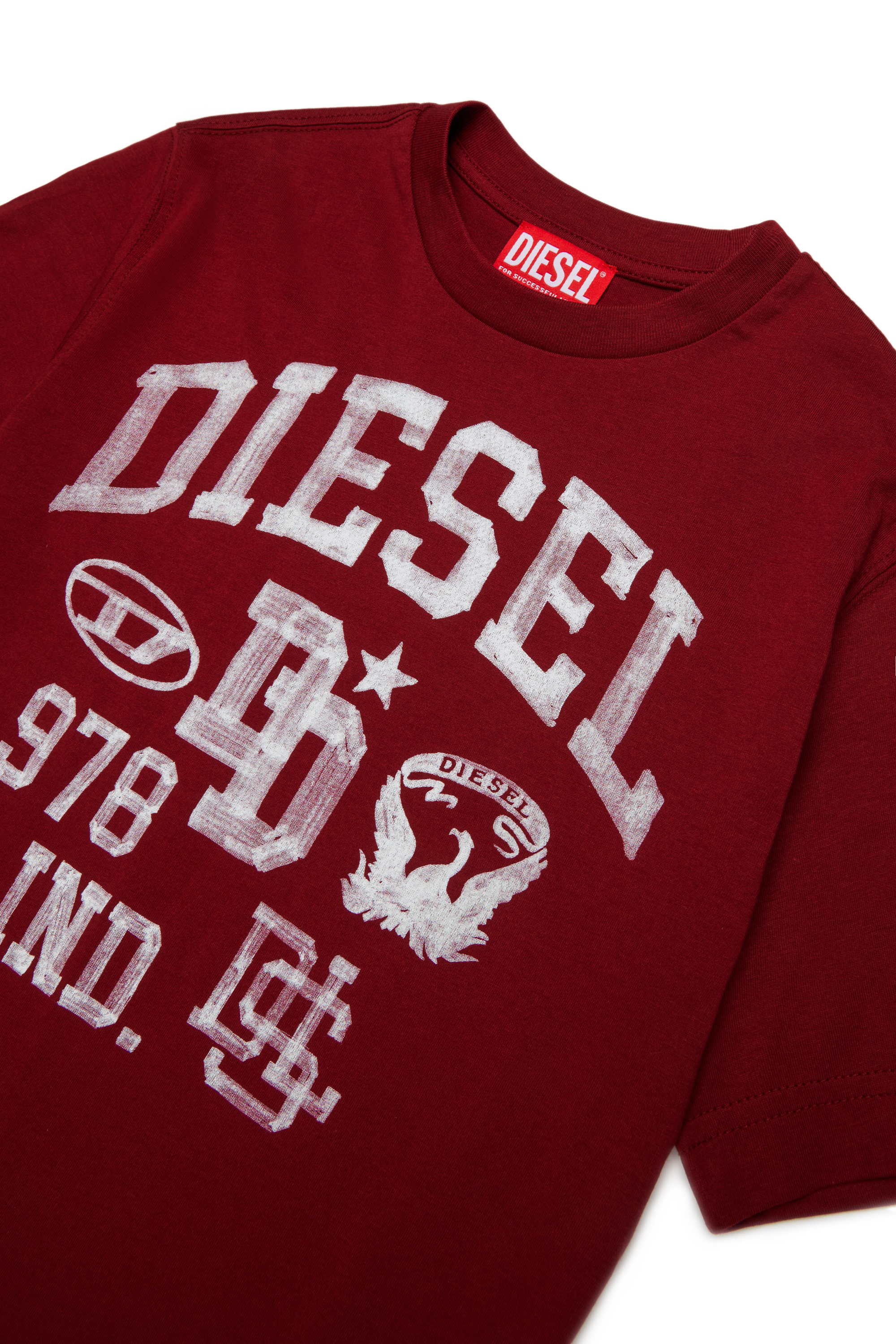 Diesel - TBAND OVER, Man's Cotton T-shirt with varsity graphics in Red - 3