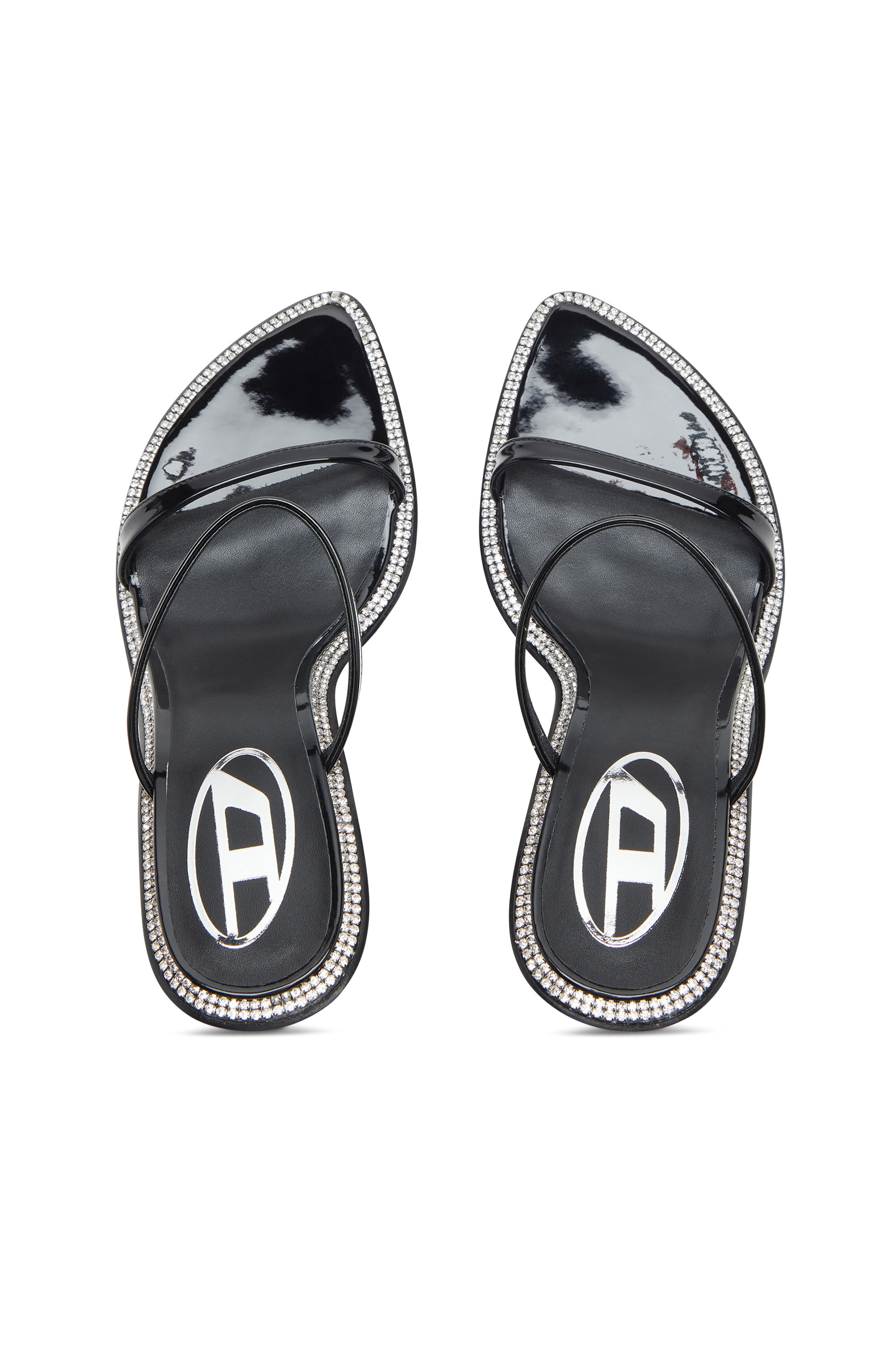 D-HAVANNA SDL, Black Diesel - D-HAVANNA SDL, Woman's D-Havanna-Strappy patent mules with crystals in Black - 5