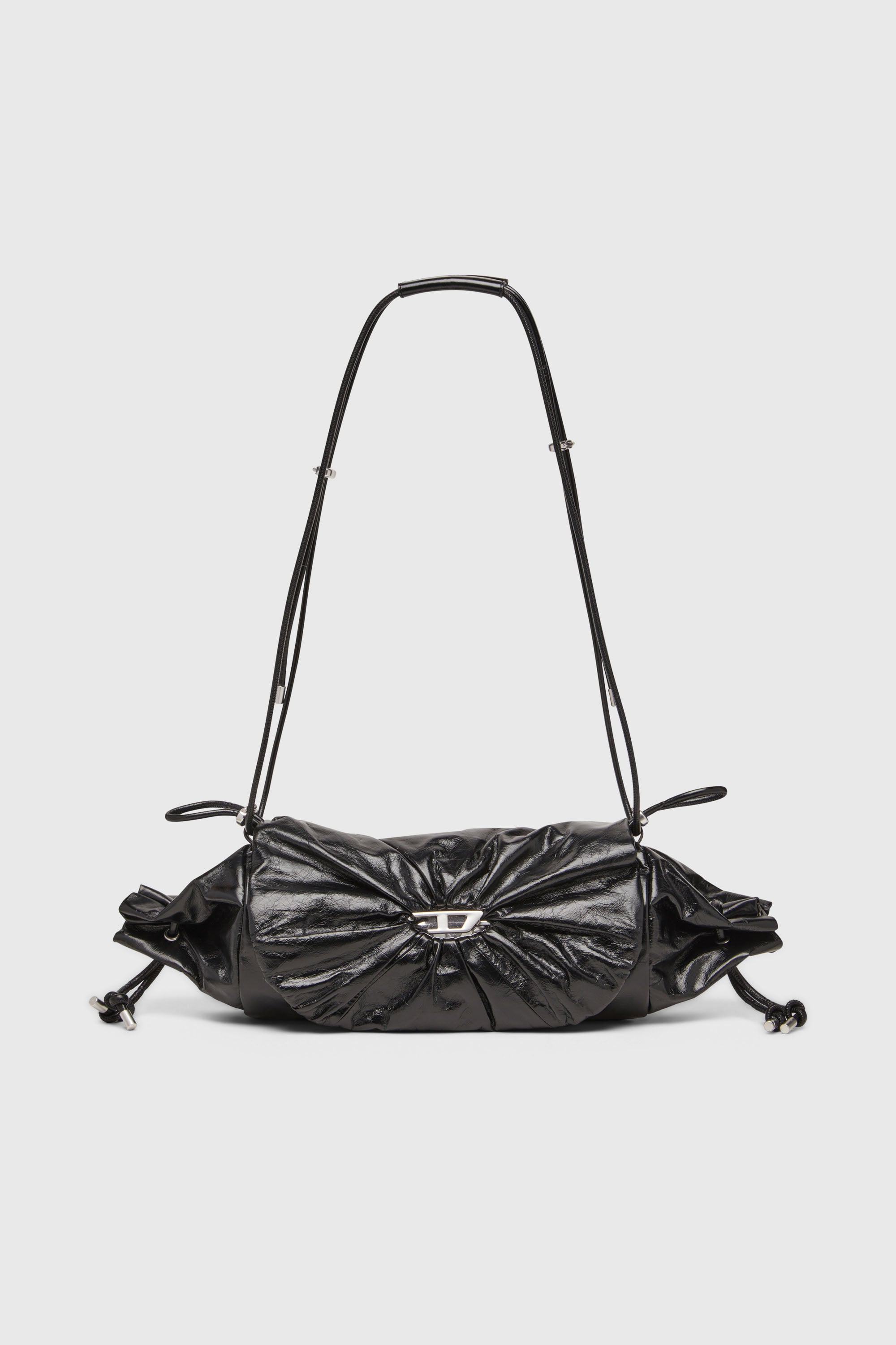Diesel - SCRUNCH-D SHOULDER M, Woman's Scrunch-D-Shoulder bag in scrunched shiny leather in Black - 1