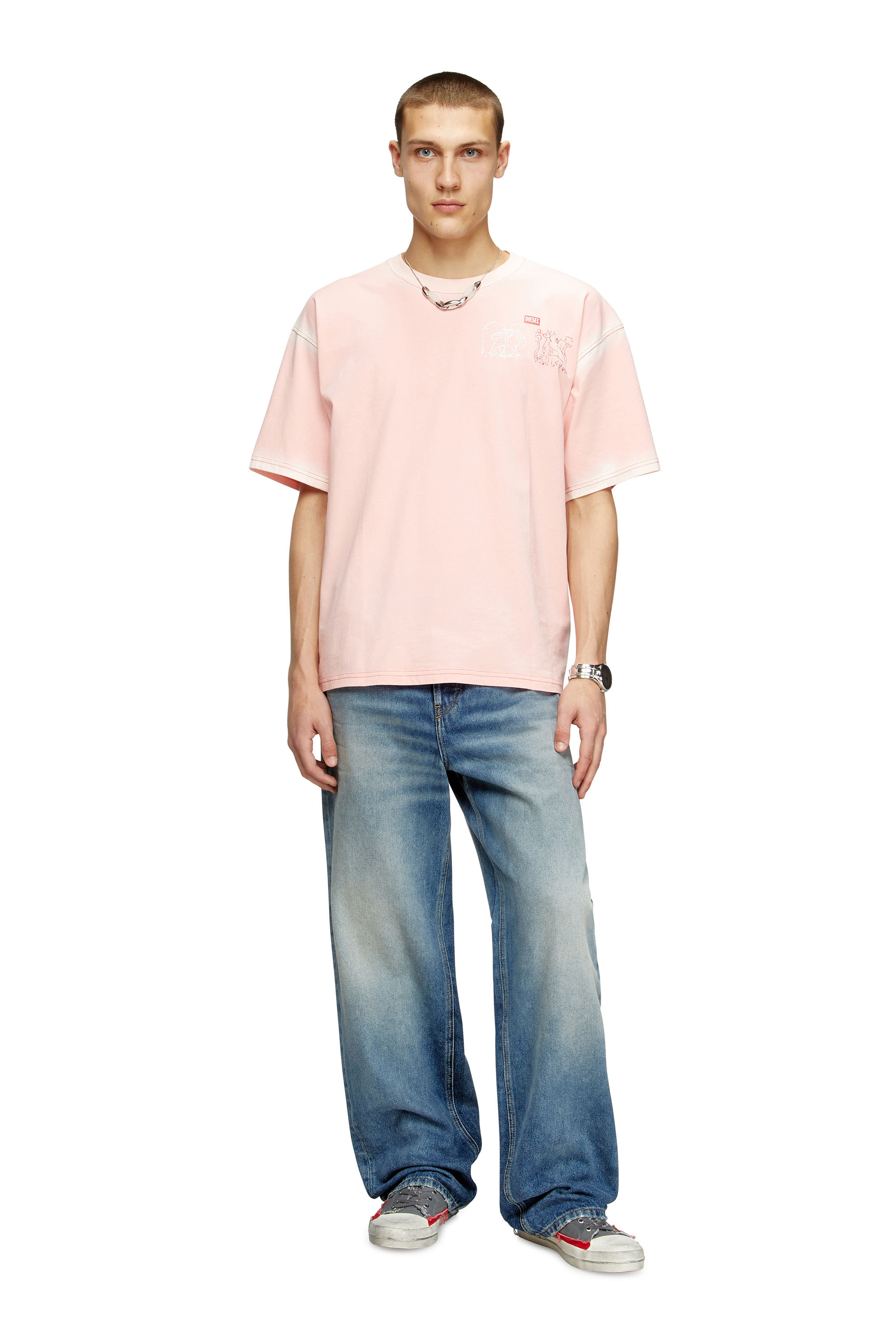 T-BOXT-T10, Pink Diesel - T-BOXT-T10, Man's T-shirt with sword print in Pink - 1
