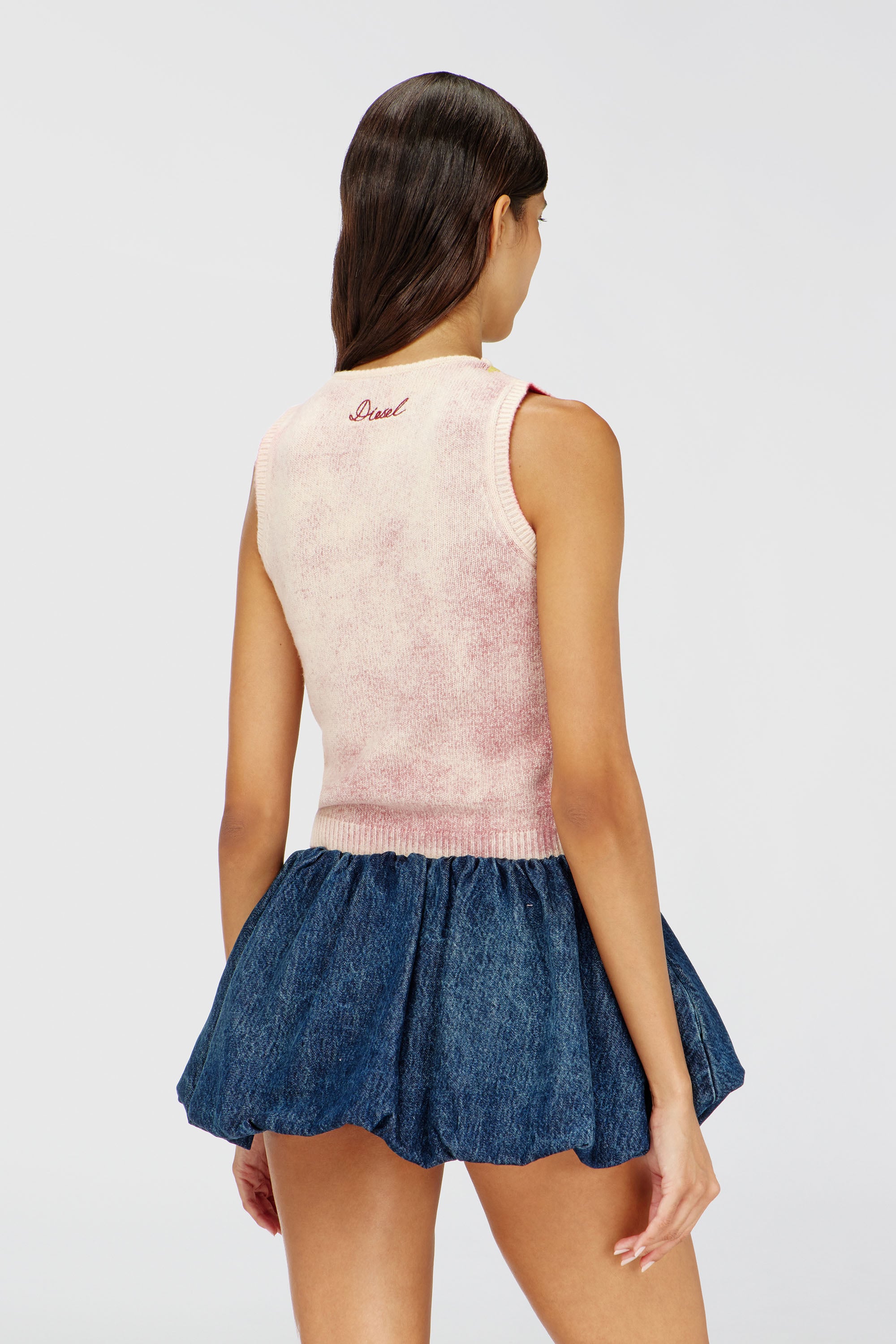 Diesel - M-RARIS, Woman's Knit vest in floral wool-blend knit in Pink - 4