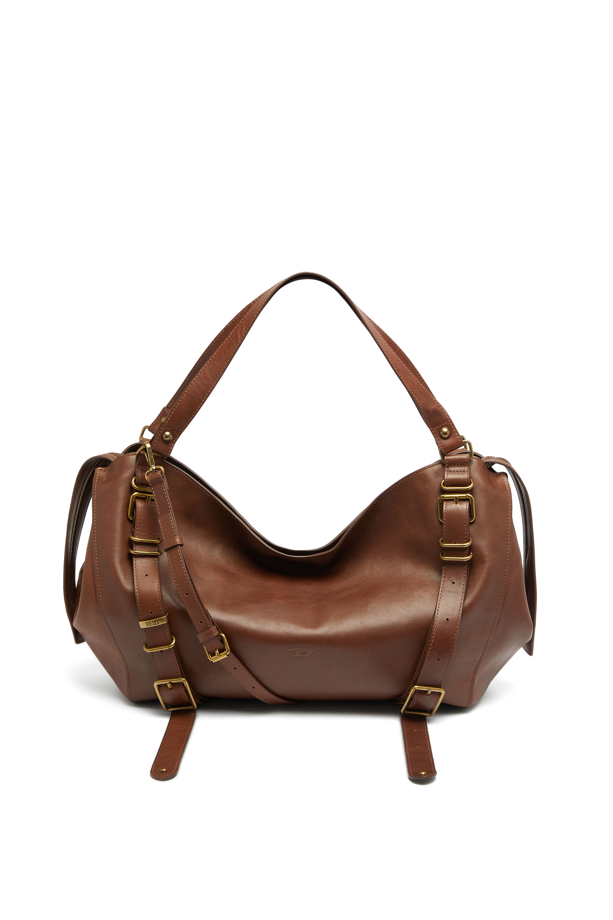 Diesel - D-ONE TOPHANDLE L, Unisex's D-One-Large top-handle bag in treated leather in Brown - 1