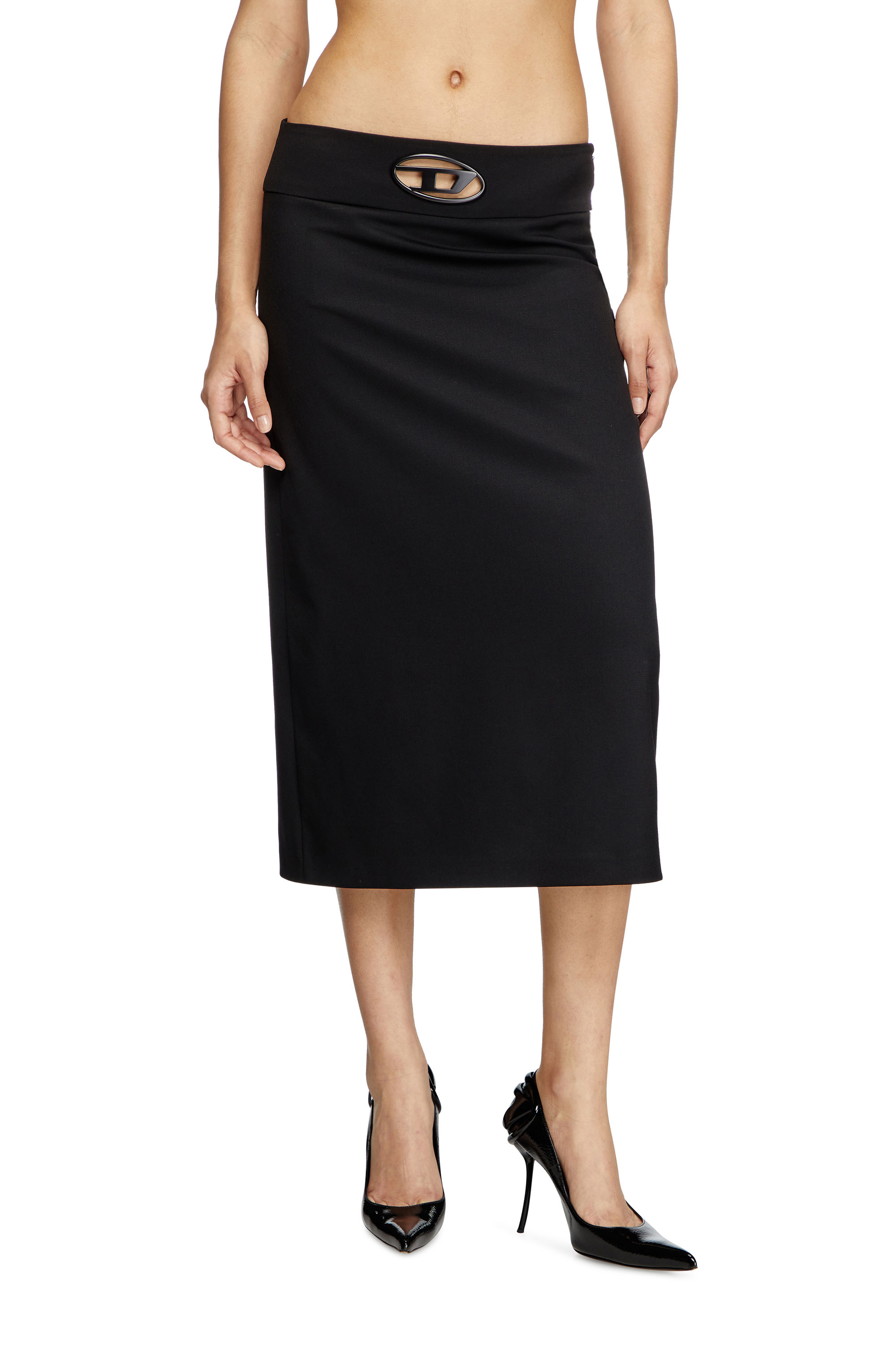 Diesel - O-SEUS, Woman's A-line midi skirt in Black - 3
