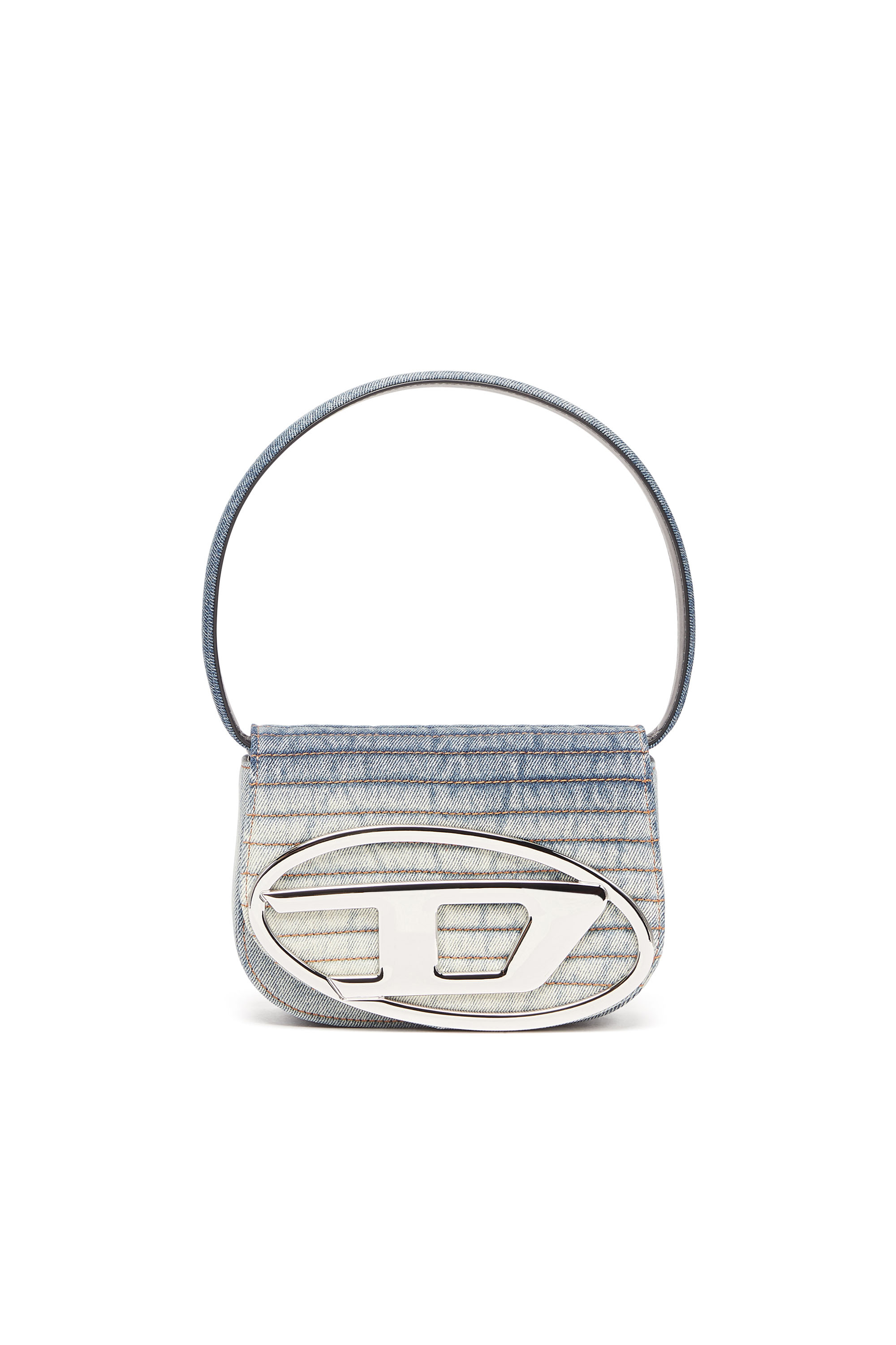 1DR, Blue/White Diesel - 1DR, Woman's 1DR - Iconic shoulder bag in solarised denim in Blue/White - 1