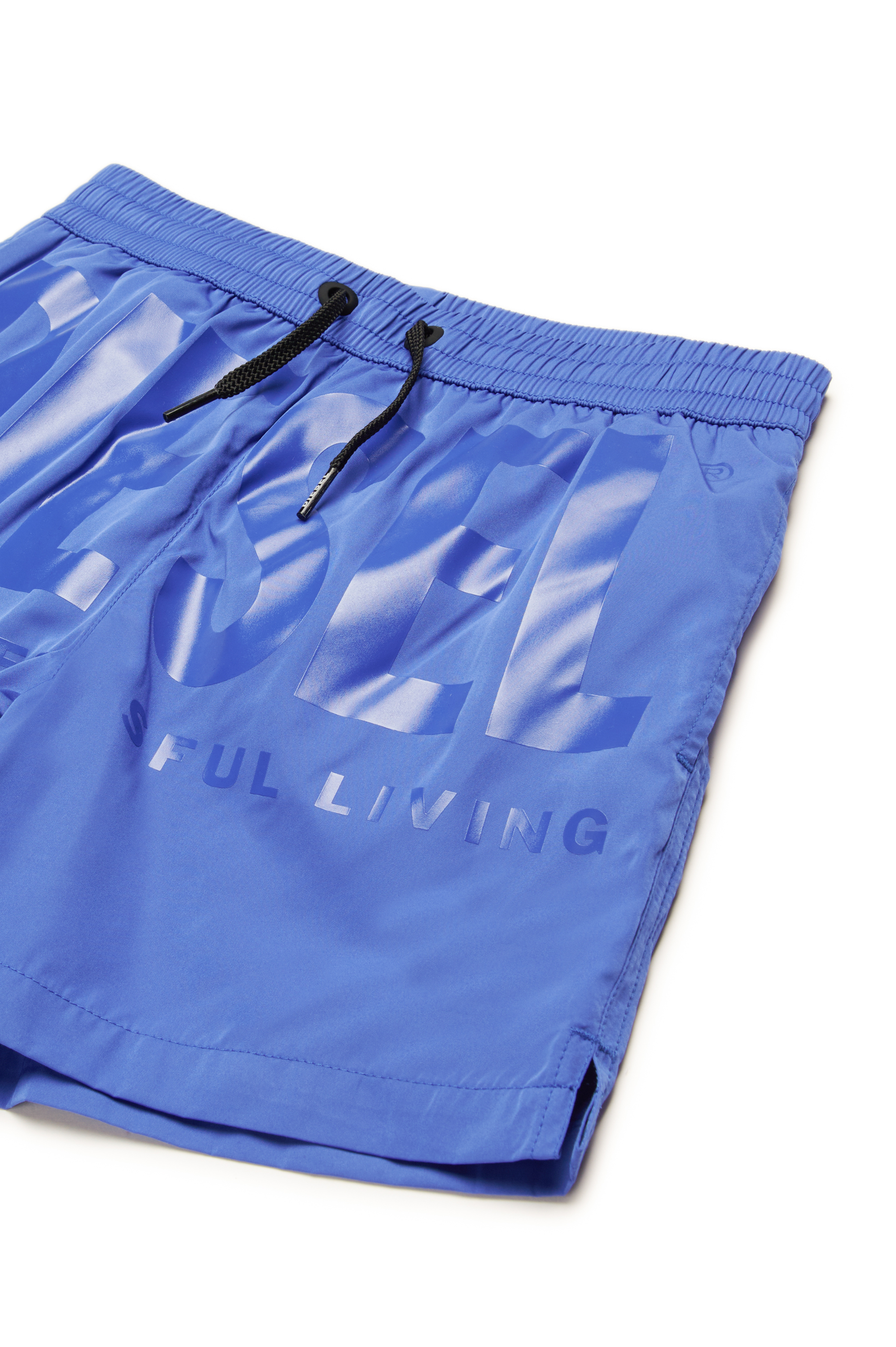 Diesel - MKENM, Man's Swim shorts with tonal Biscotto logo in Blue - 3