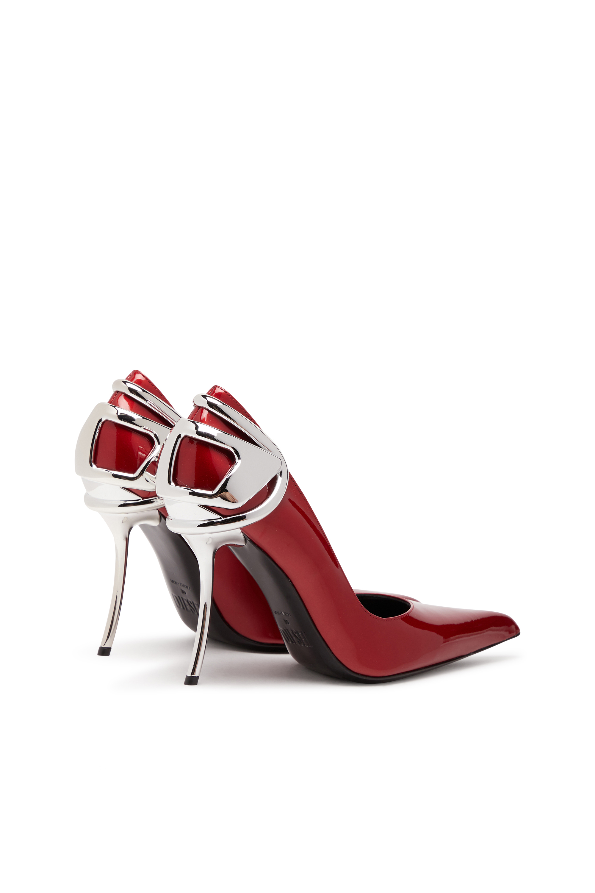 Diesel - D-TEN&HALF P, Woman's D-Ten&Half-Patent leather pumps with Oval D heel in Red - 5