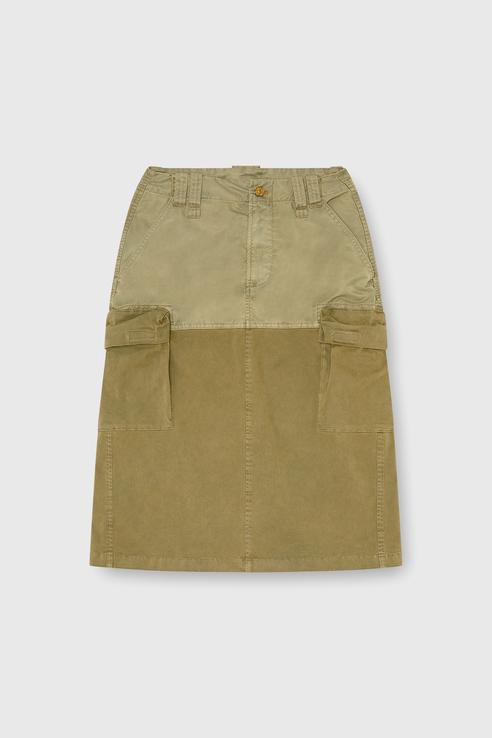 Diesel - O-DELE, Woman's Cargo midi skirt in cotton and nylon in Olive Green - 2