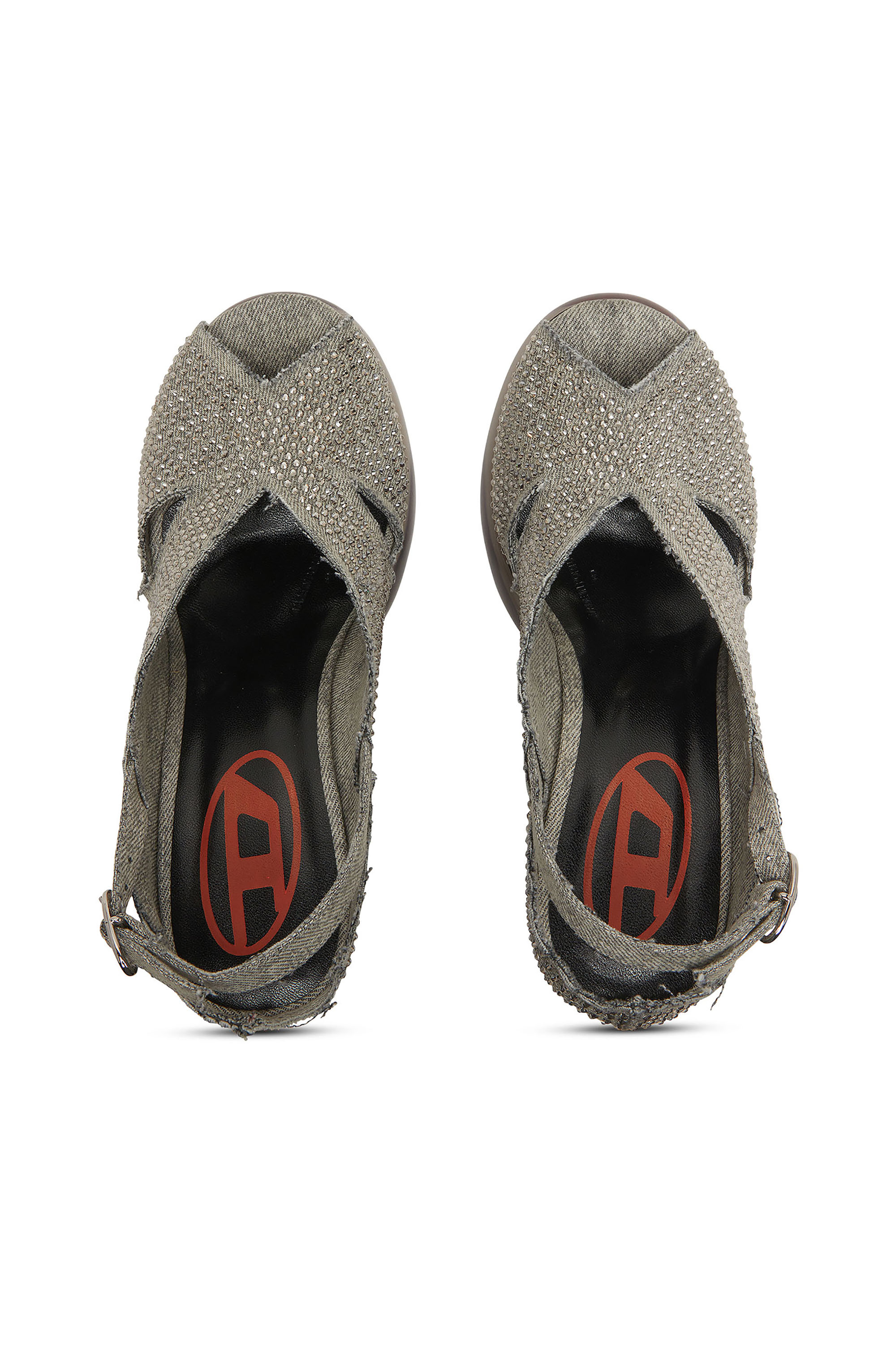 Diesel - D-LAKE PLATFORM SDL, Woman's D-Lake-Platform sandals in crystal denim and plexiglass in Grey - 4
