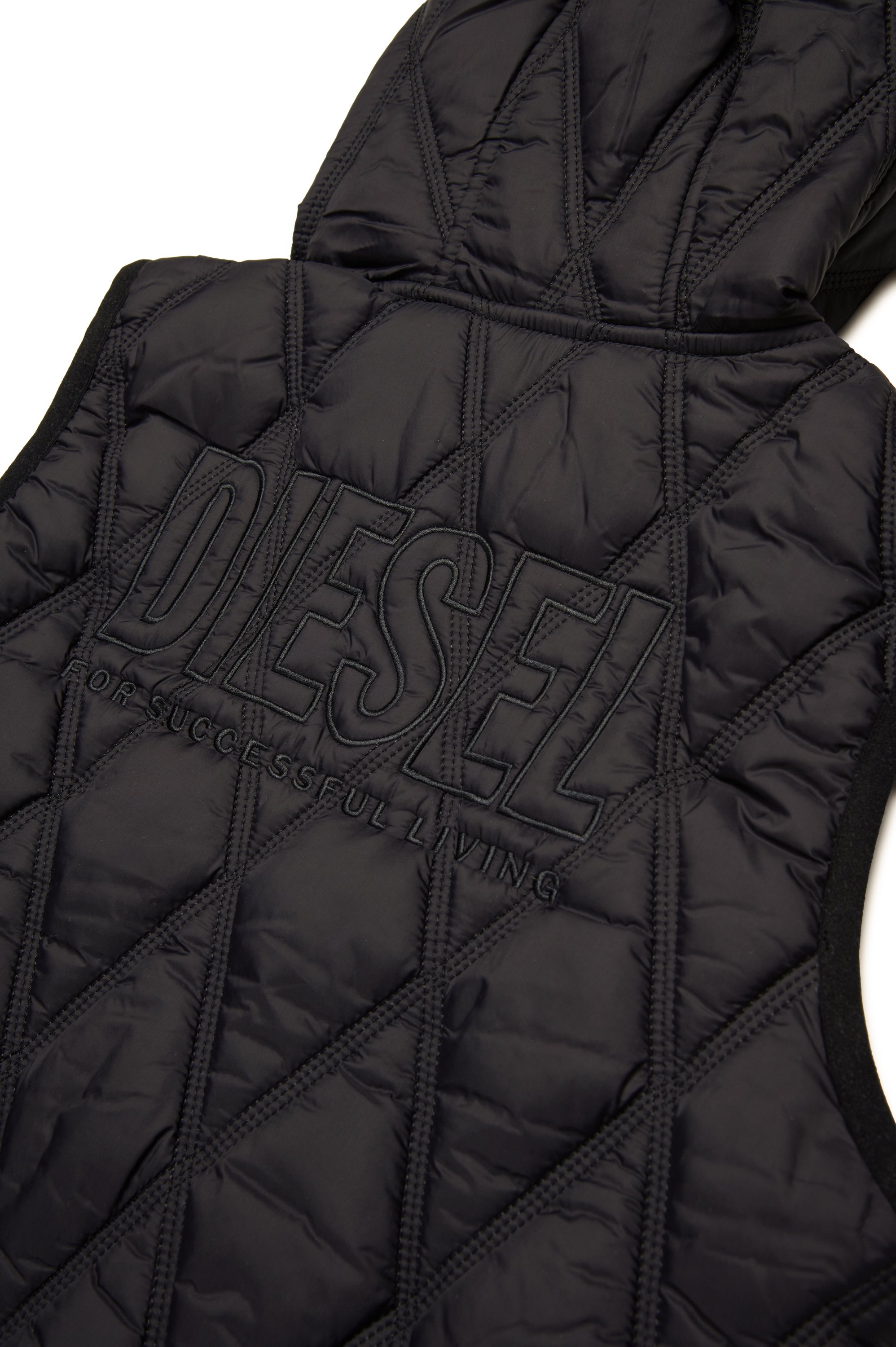 Diesel - JFOSSIR, Unisex's Light hooded quilted vest in Black - 4