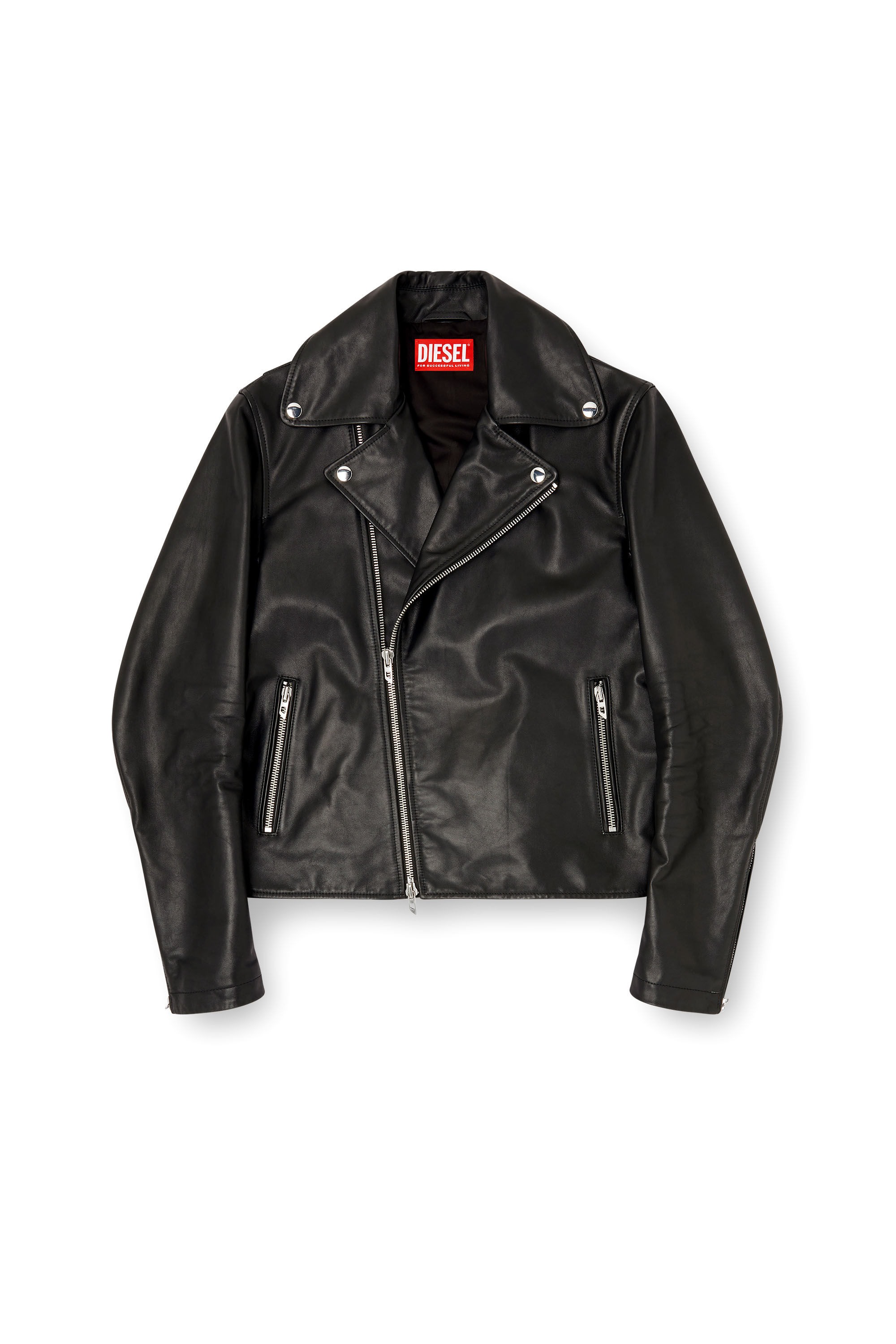 L-EO-WRD, Black Diesel - L-EO-WRD, Man's Biker jacket in waxed leather in Black - 2