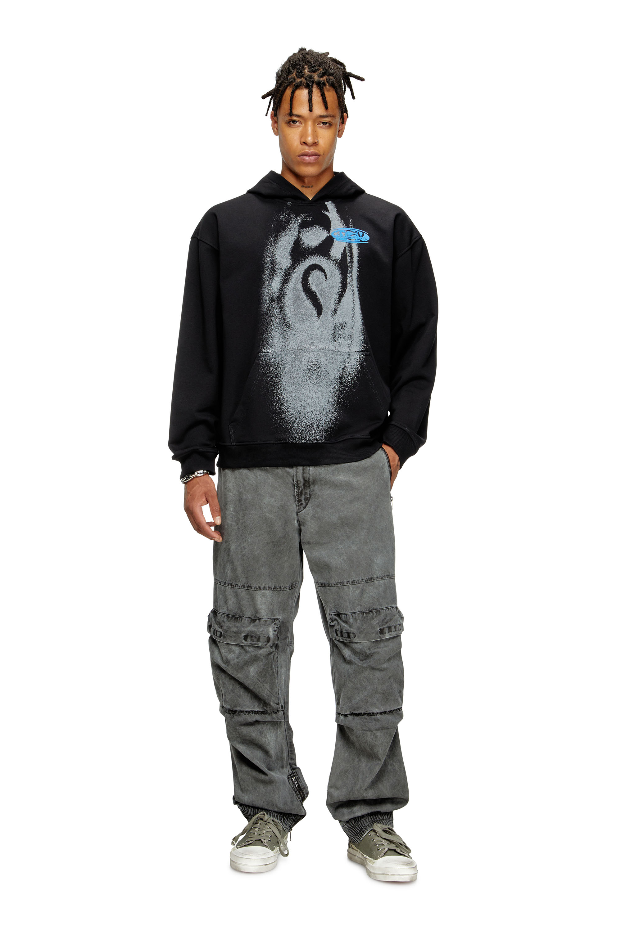 Diesel - S-BOXT-HOOD-T3, Man's Hoodie with spray-effect print in Black - 3