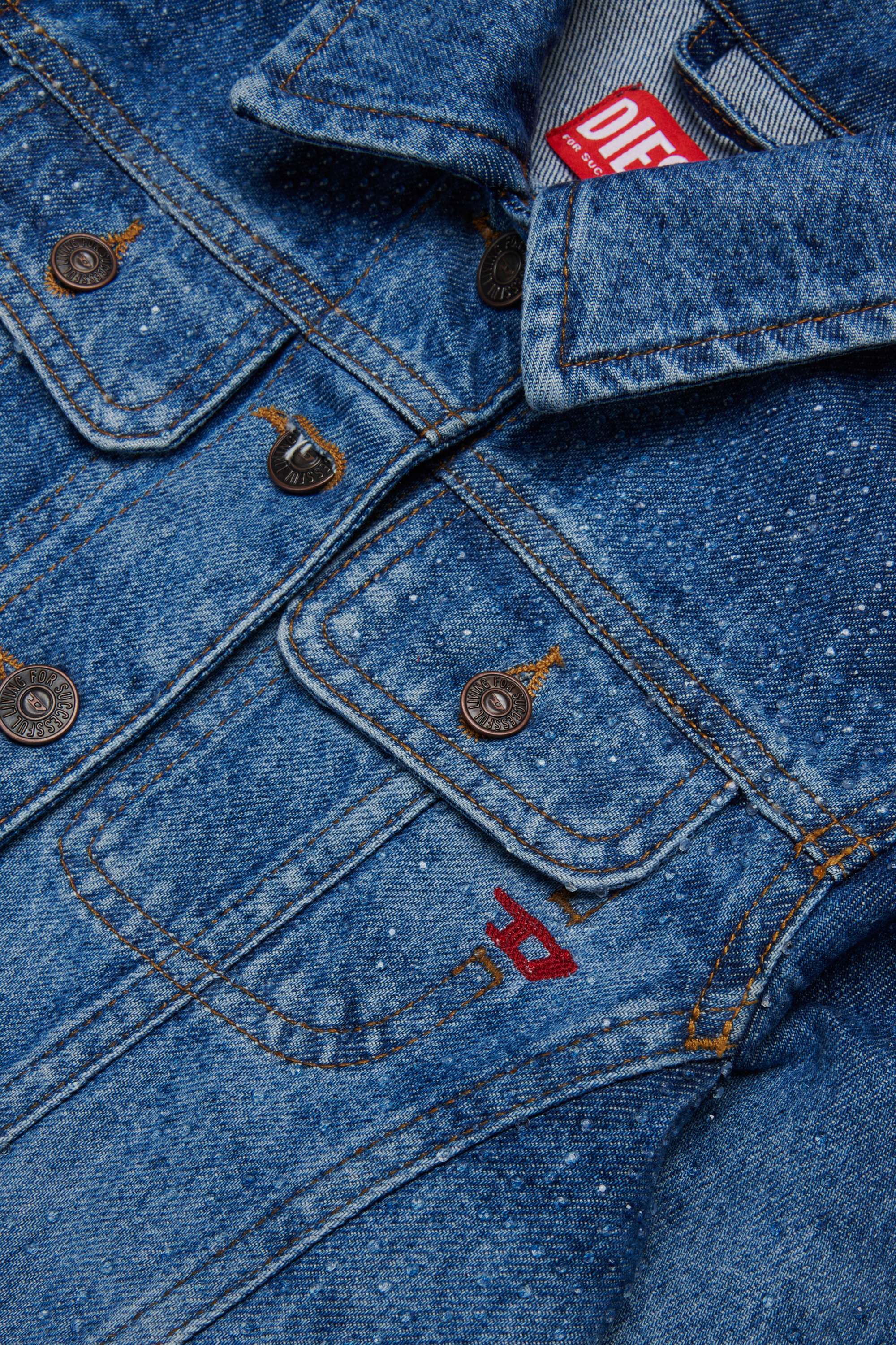 Diesel - JSLIMMY-J, Woman's Trucker jacket in stonewashed denim in Medium blue - 4