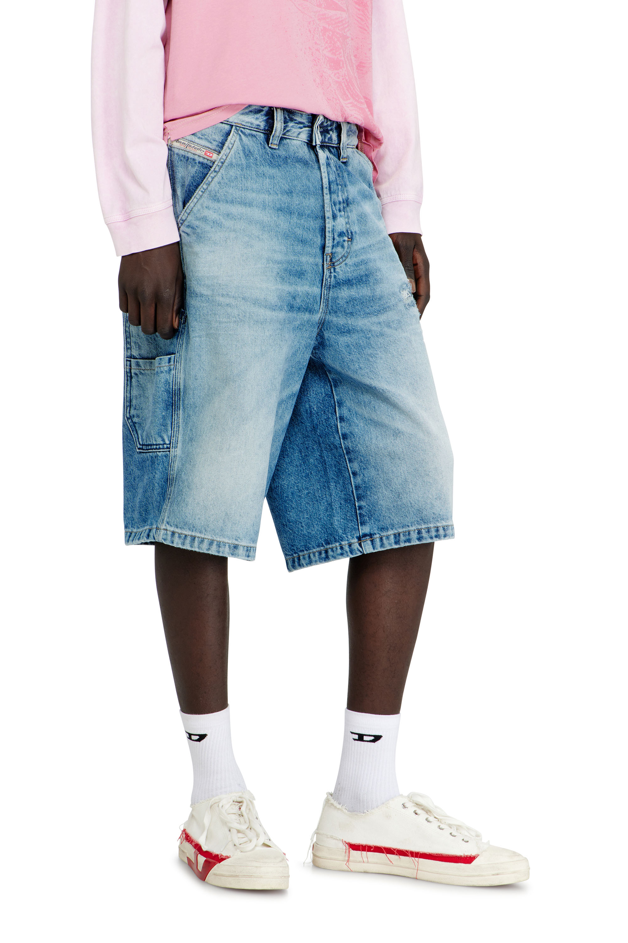 Diesel - D-LIVERY-W-SHORT, Man's Relaxed shorts in fluid denim with abrasions in null - 5