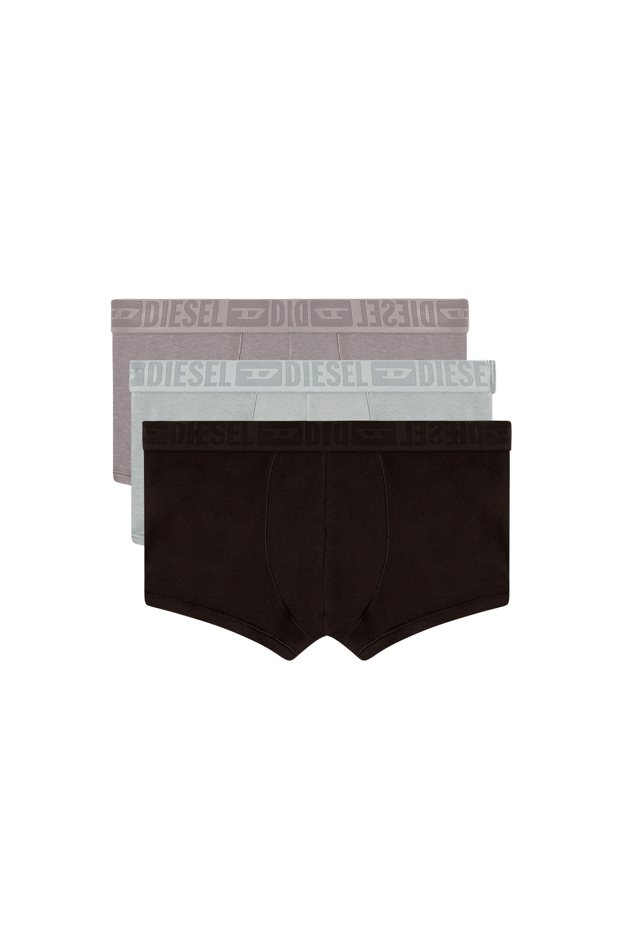 Diesel - BENJAMIN-D-MONO-3PACK, Man's Three-pack plain boxer briefs in Grey/Black - 1