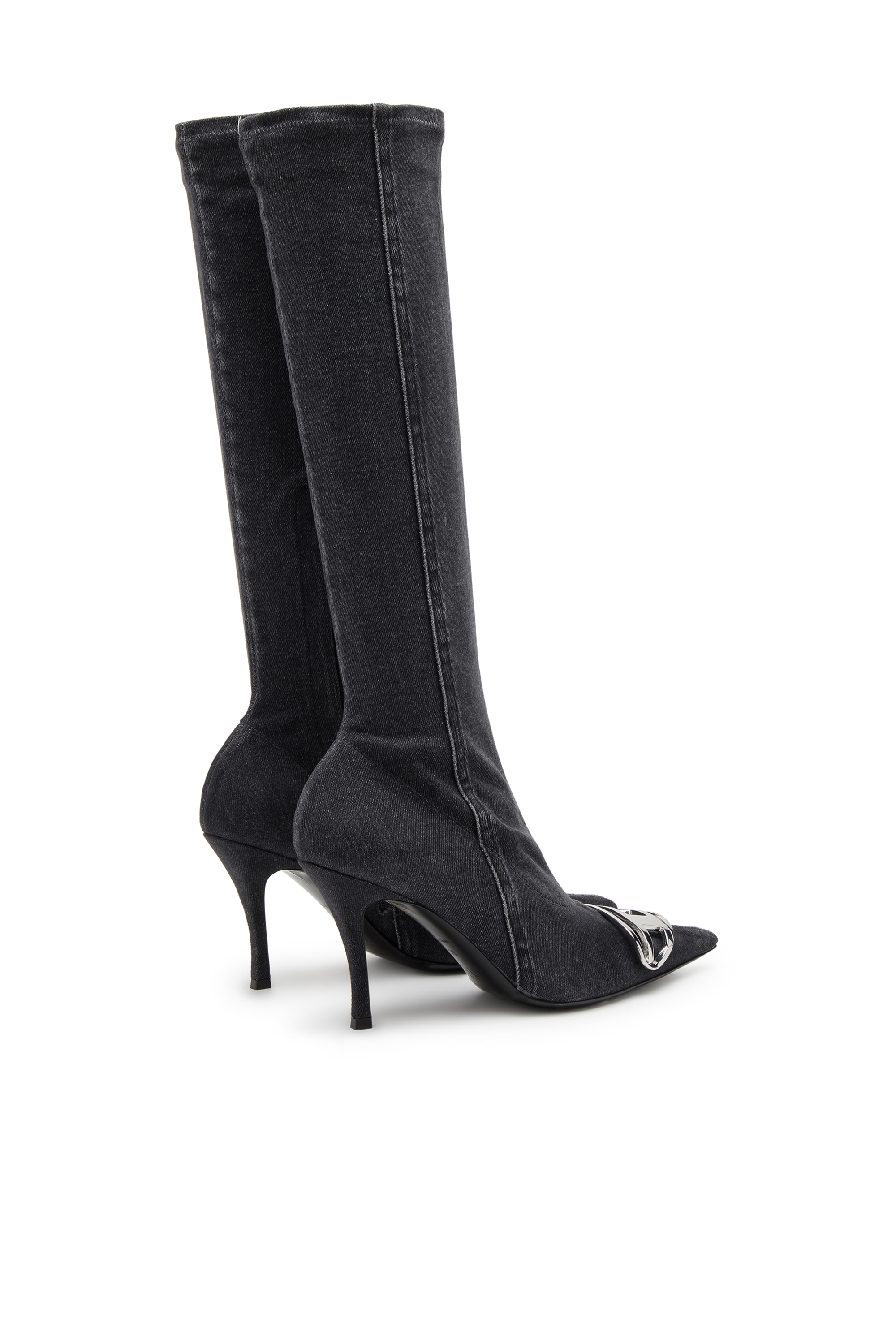 Diesel - D-VENUS KB D, Woman's D-Venus-Knee-high boots in stretch denim in Black - 4