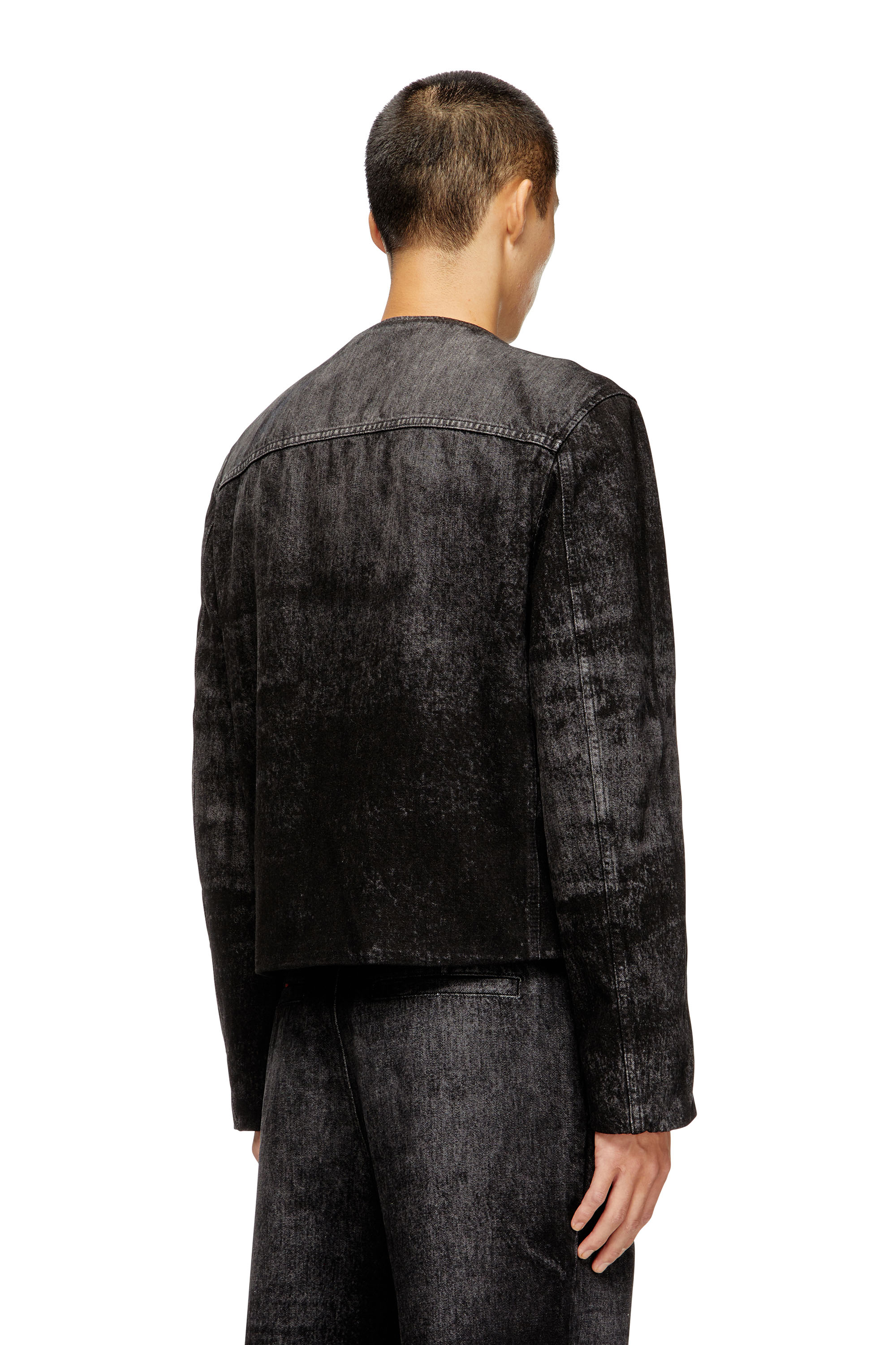 Diesel - D-ABERDEEN-FSH2, Man's Jacket in lasered cotton-hemp denim in Black - 4