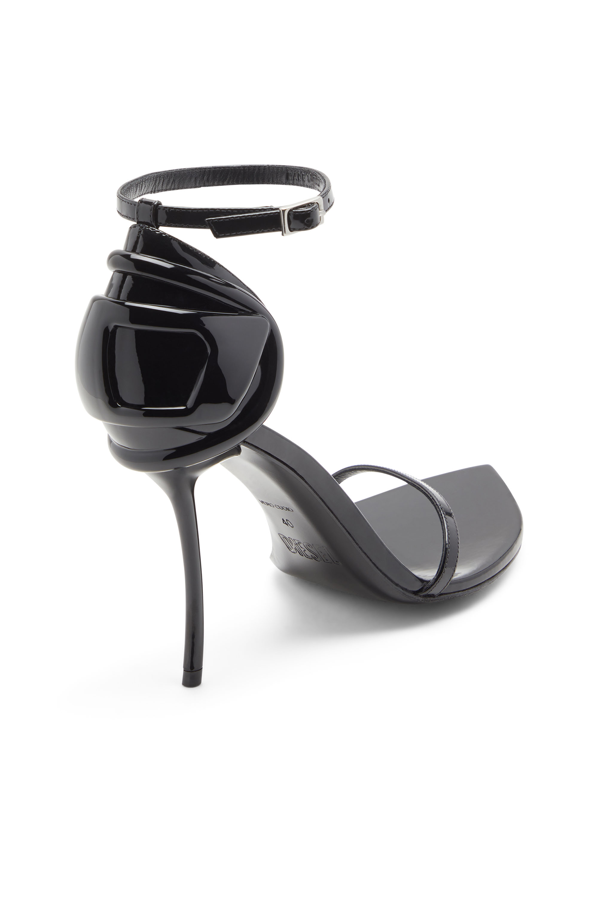 Diesel - D-TEN&HALF SANDAL, Woman's D-Ten&Half-Stiletto sandals in patent leather and satin in Black - 6