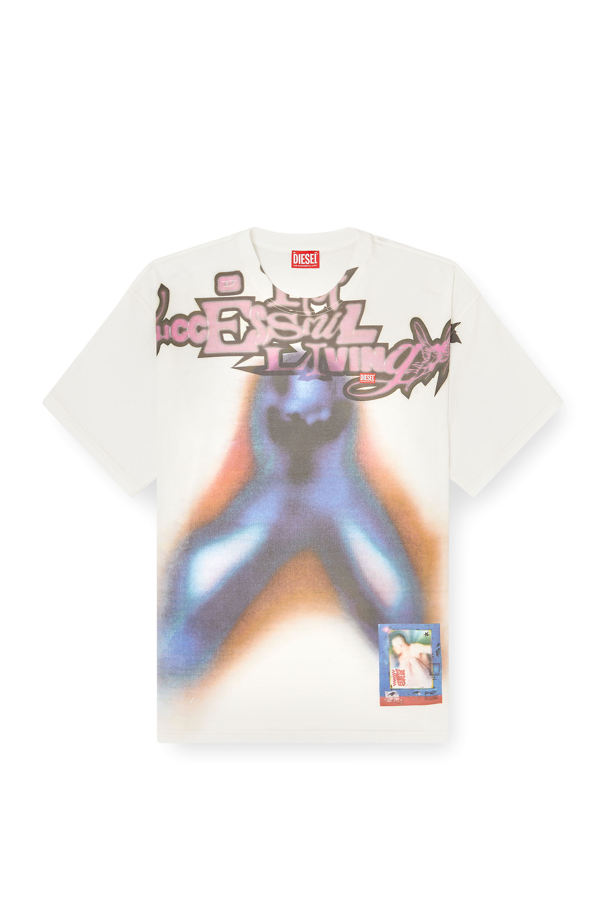 Diesel - T-BOXT-V13, Man's Relaxed cotton T-shirt with digital print in Blue/Orange - 3