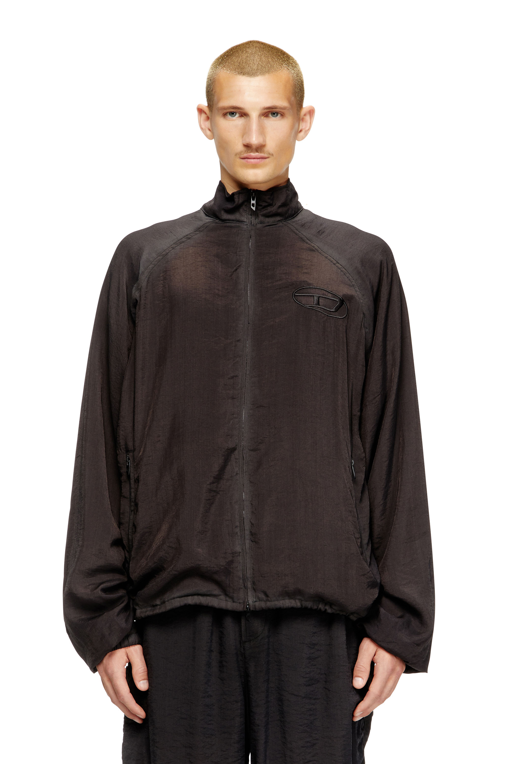 J-HENRI-SOUVENIR, Dark grey Diesel - J-HENRI-SOUVENIR, Man's Souvenir-style embroidered track jacket in Dark grey - 3