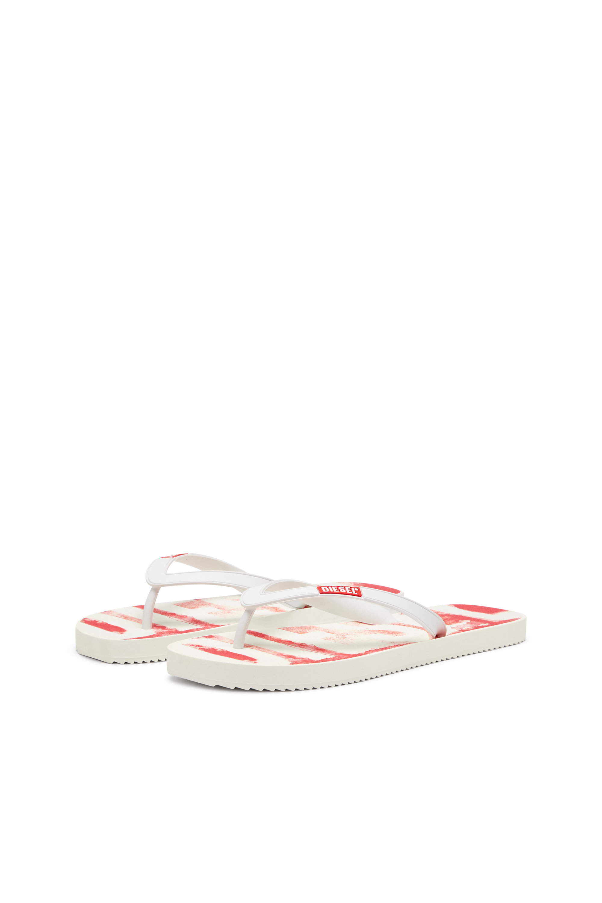 Diesel - SA-RIO, Man's Sa-Rio-Rubber flip-flops with graffiti logo in White/Red - 8