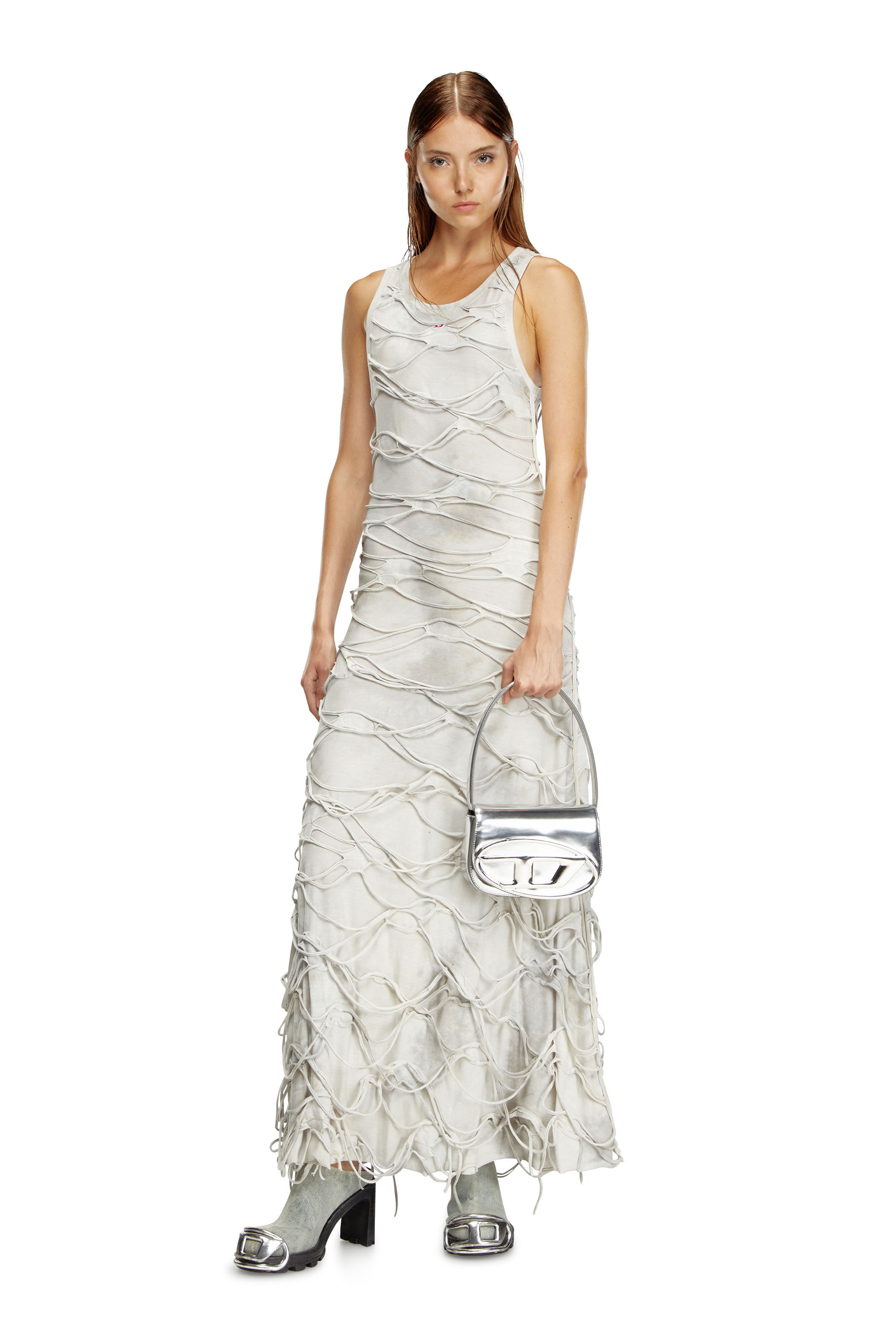 1DR, Silver Diesel - 1DR, Woman's 1DR-Iconic shoulder bag in mirrored leather in Silver - 6