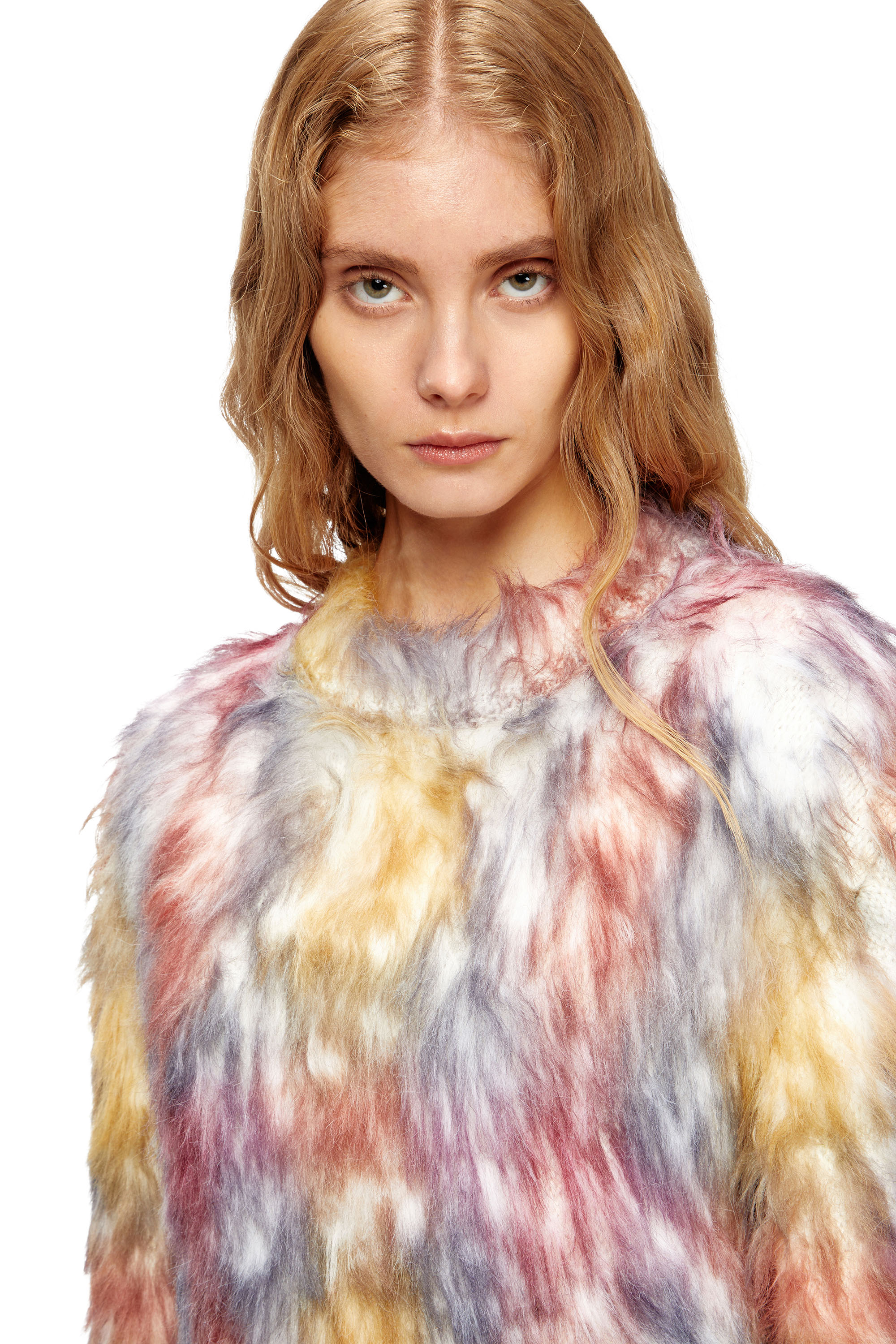 Women's Fluffy jumper with check print | Multicolor | Diesel