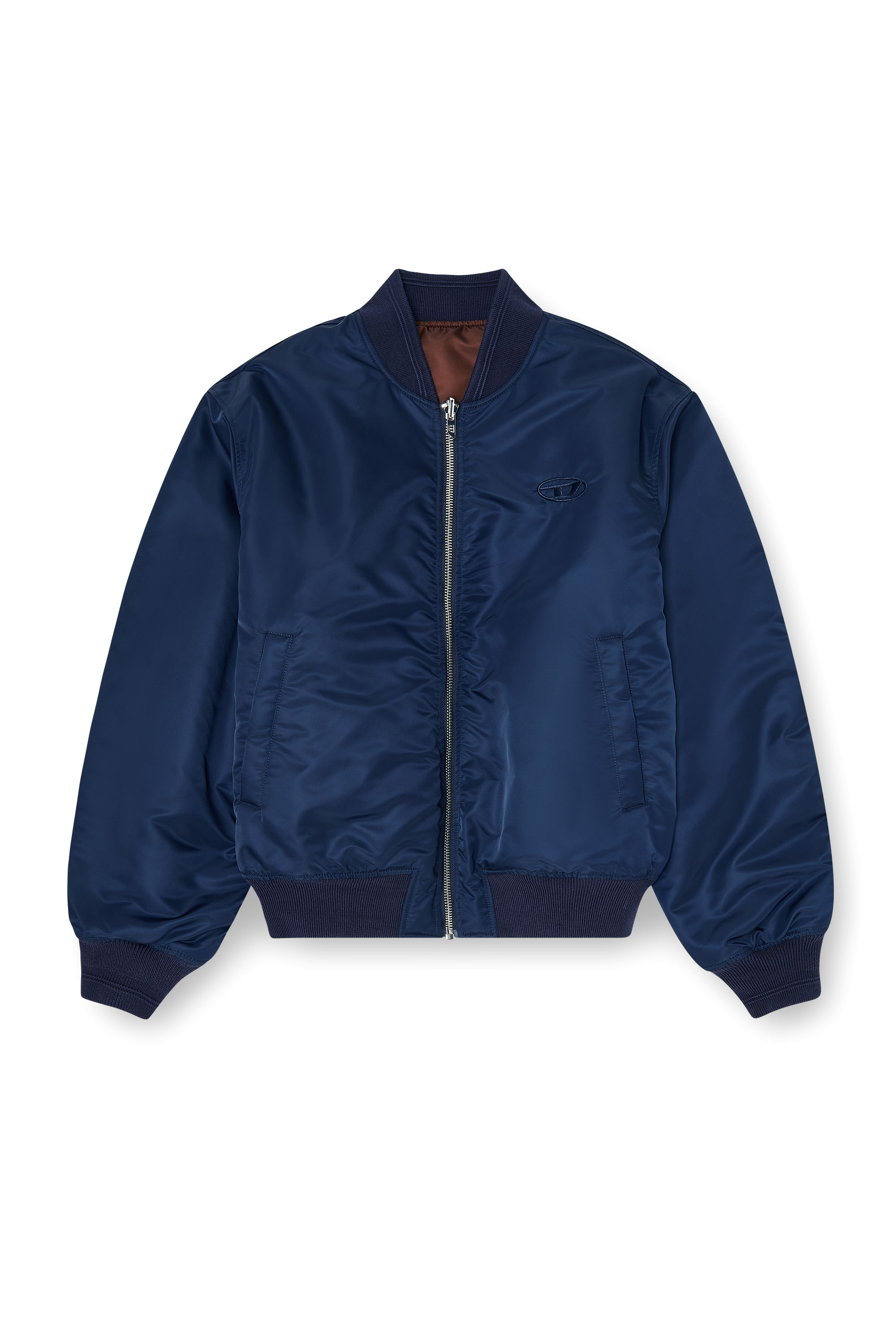 Diesel - W-TYPE-D1, Man's Padded bomber jacket with Oval D embroidery in Navy Blue - 3