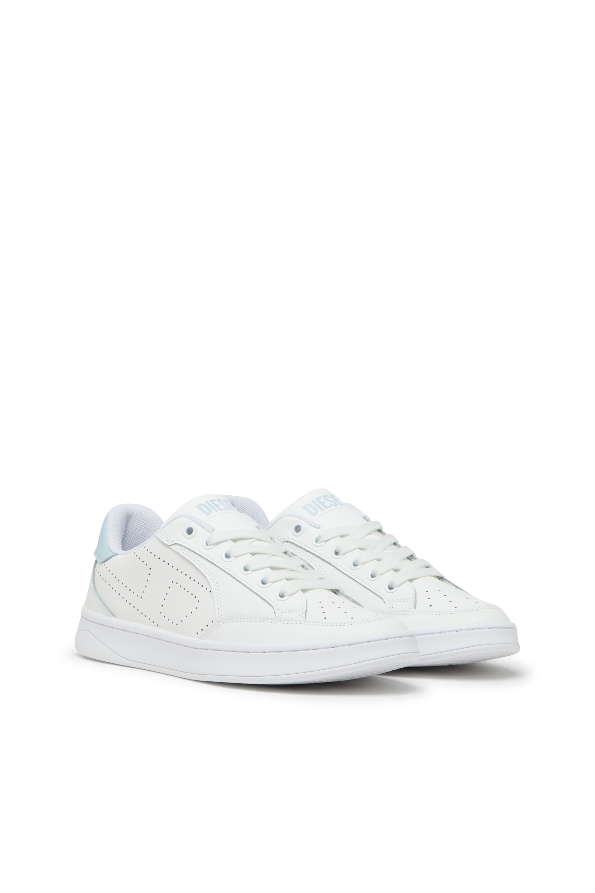 Diesel - S-DAKOTA LOW W, Woman's S-Dakota-Leather sneakers with perforated logo in White/Blue - 2