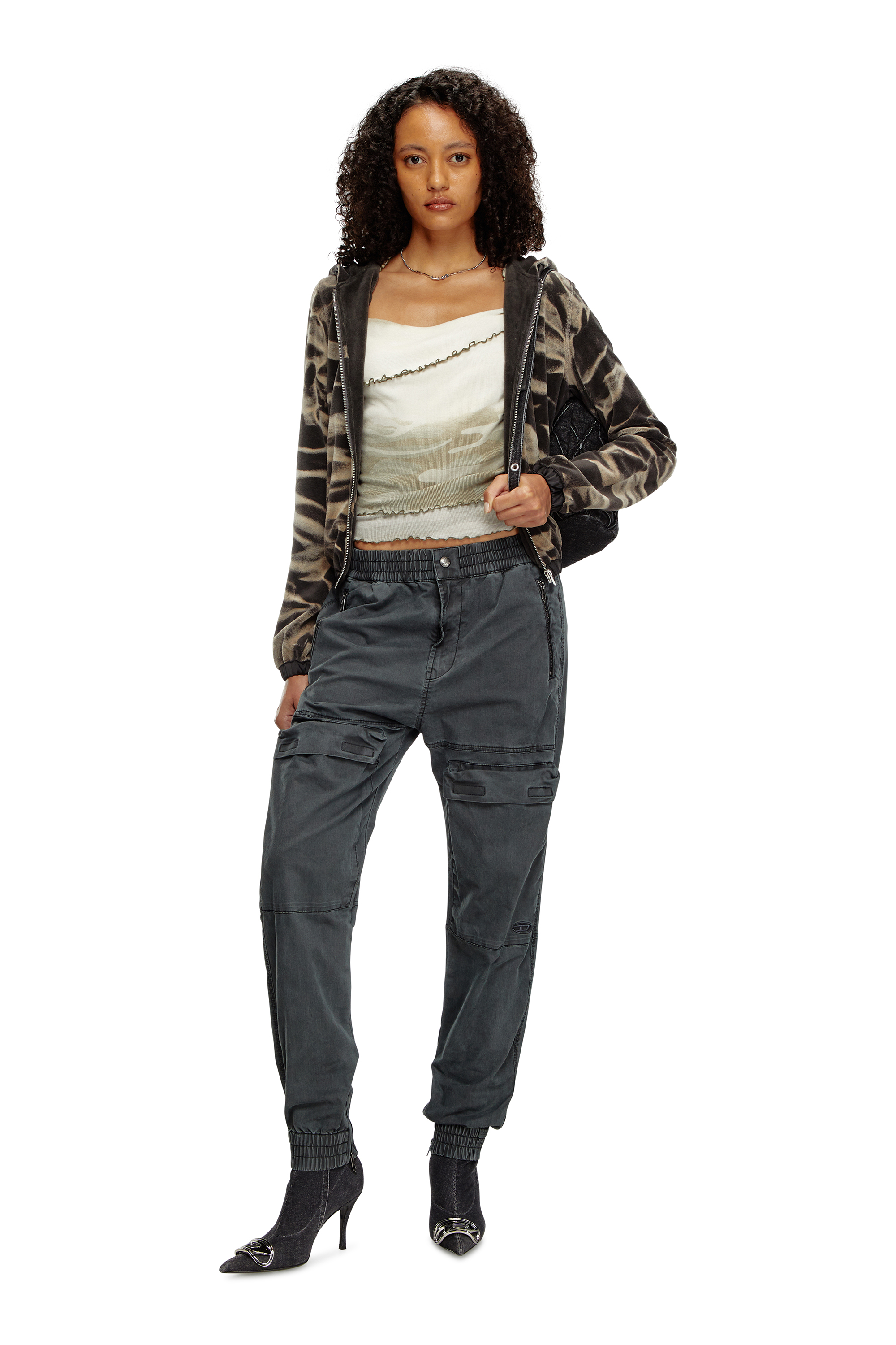 Diesel - CHARM-D BACKPACK S, Woman's Charm-D S-Backpack in Argyle quilted denim in Black - 1