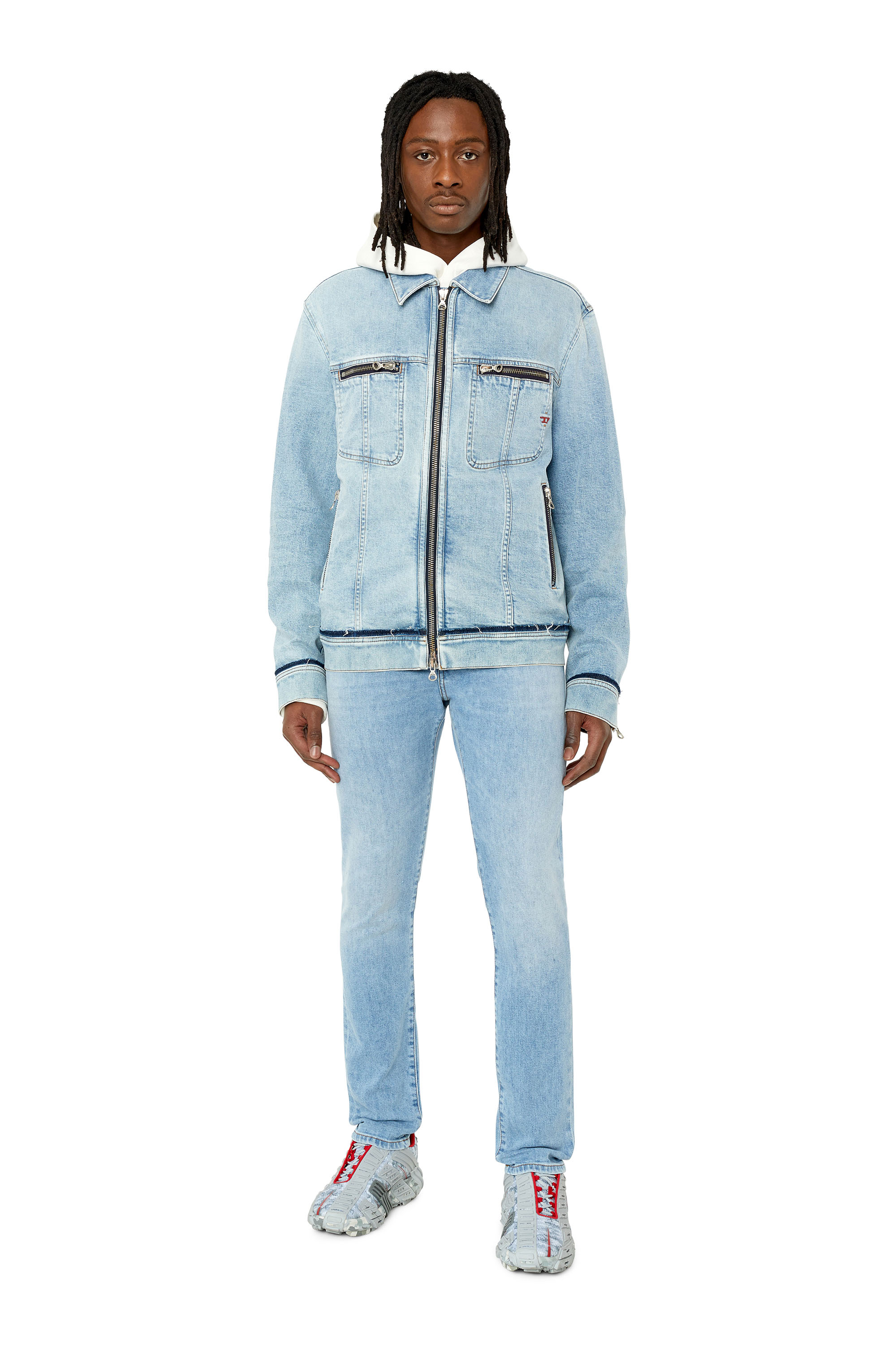 Diesel - 2019 D-Strukt 09F41 Slim Jeans, Light Blue - Image 5