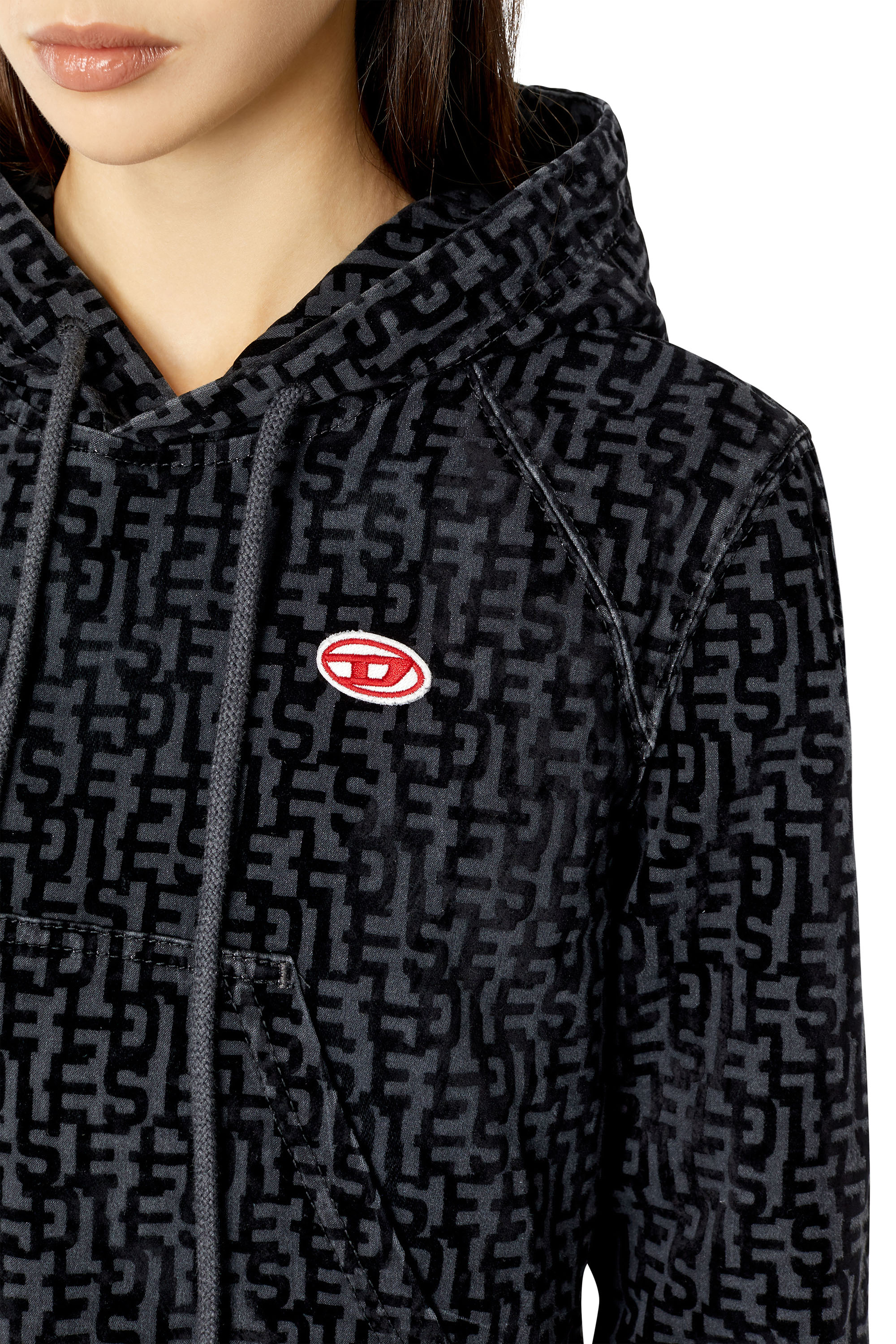 Diesel - D-ANGY TRACK DENIM HOODIE, Black/Dark grey - Image 5