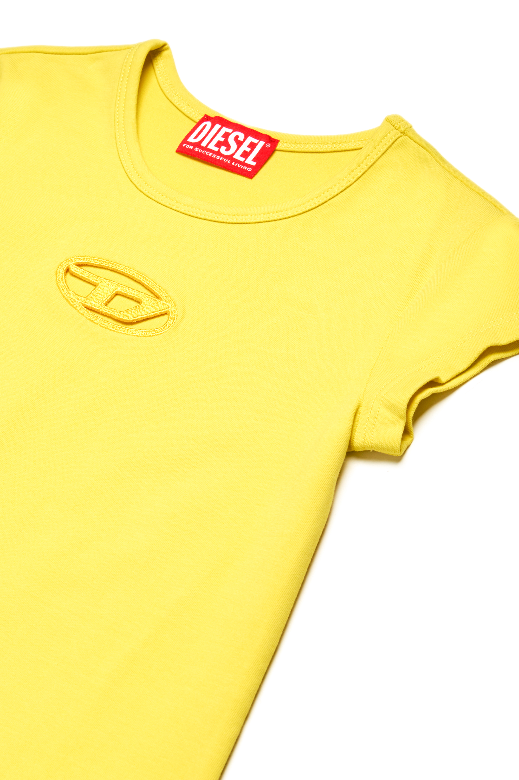 Diesel - DANGIELAM, Woman's T-shirt dress with cut-out Oval D logo in Yellow - 3