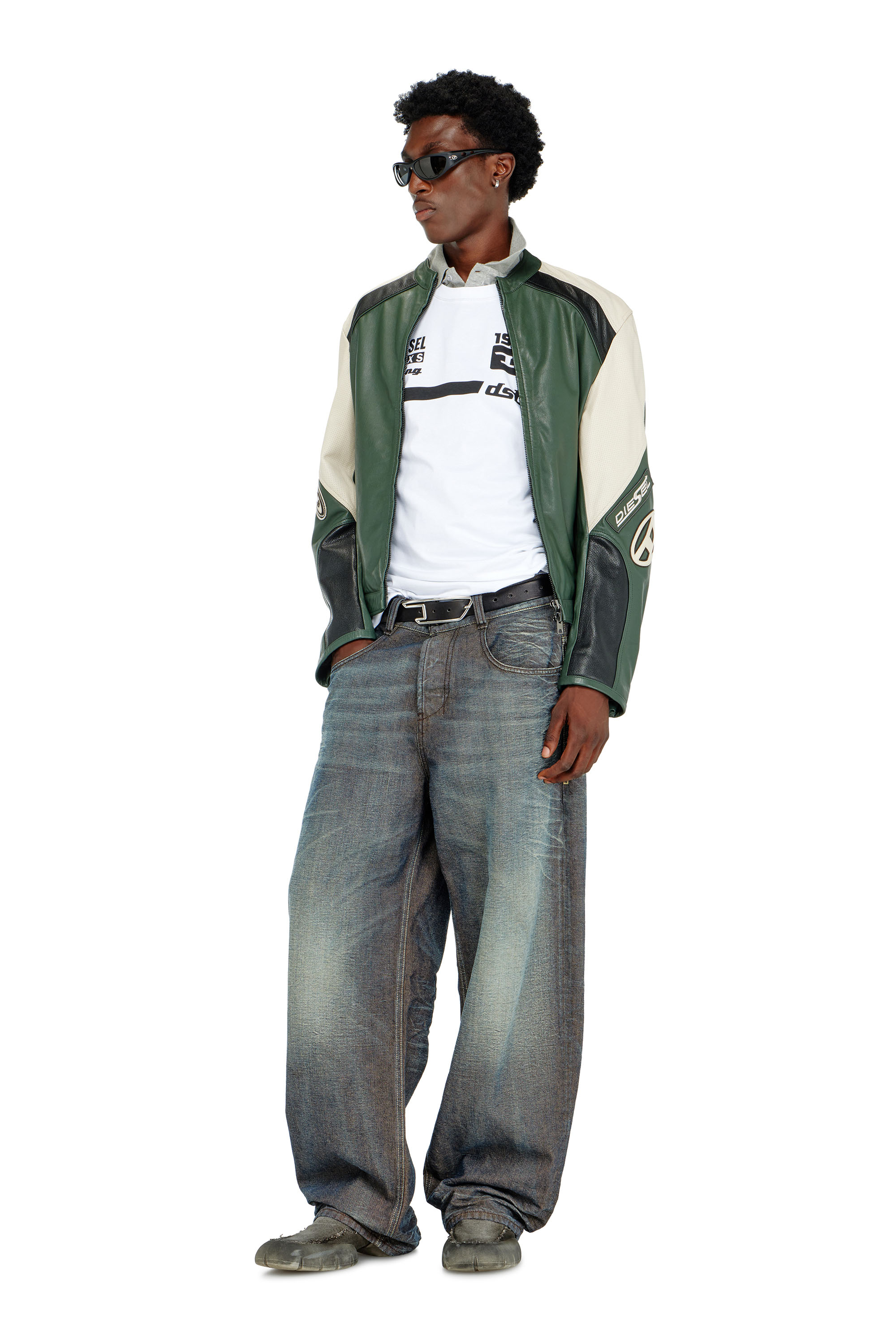 Diesel - T-NORM-V12, Man's Cotton T-shirt with contrast graphic prints in White - 1