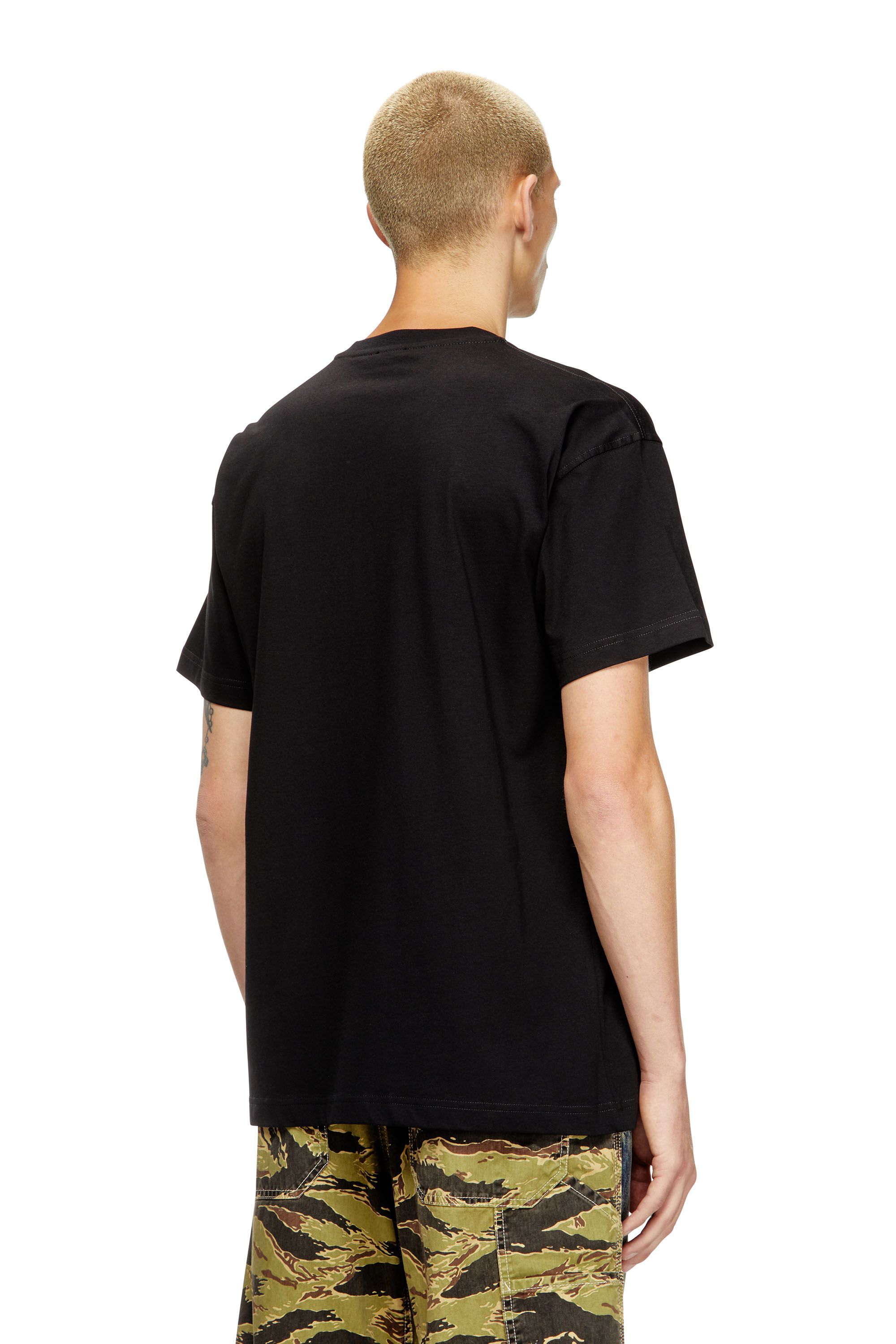 Diesel - T-NORM-T6, Man's T-shirt with flocked Diesel Denim Division logo in Black - 4