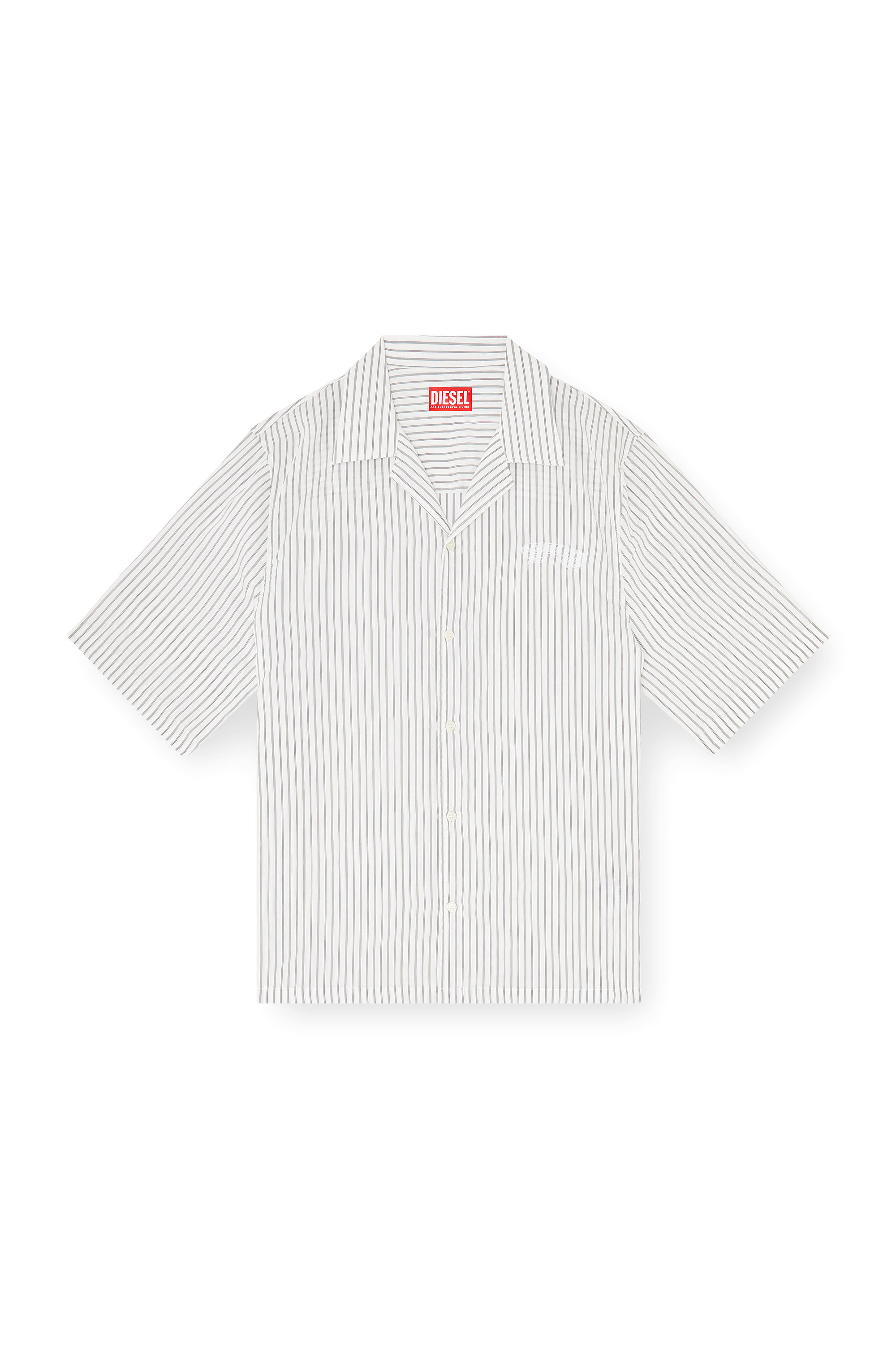 Diesel - S-MAC-EFBV, Man's Half-sleeve shirt in pinstripe modal in White/Grey - 2