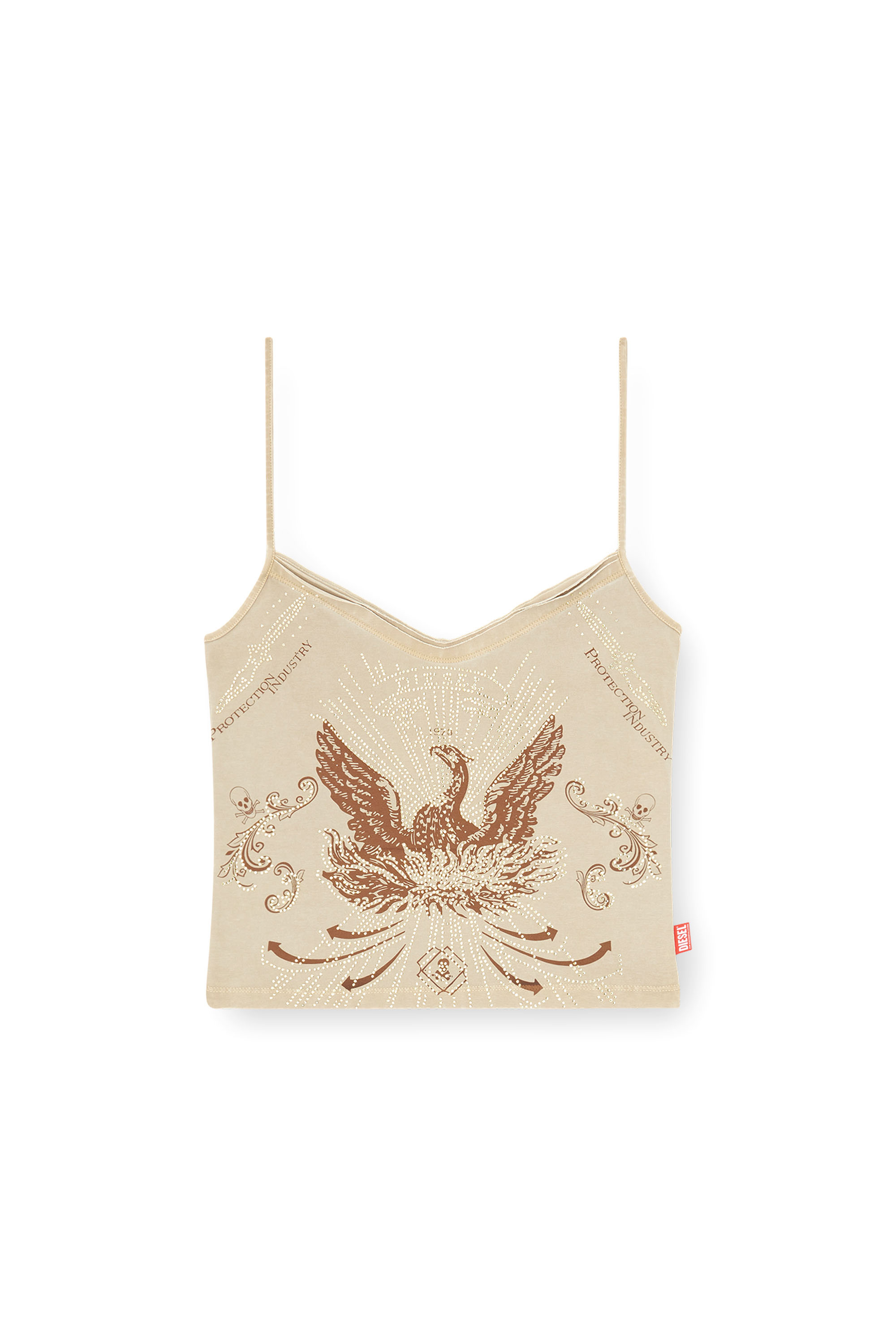 T-ROPEW, Light Brown Diesel - T-ROPEW, Woman's Phoenix camisole with rhinestones in Light Brown - 2