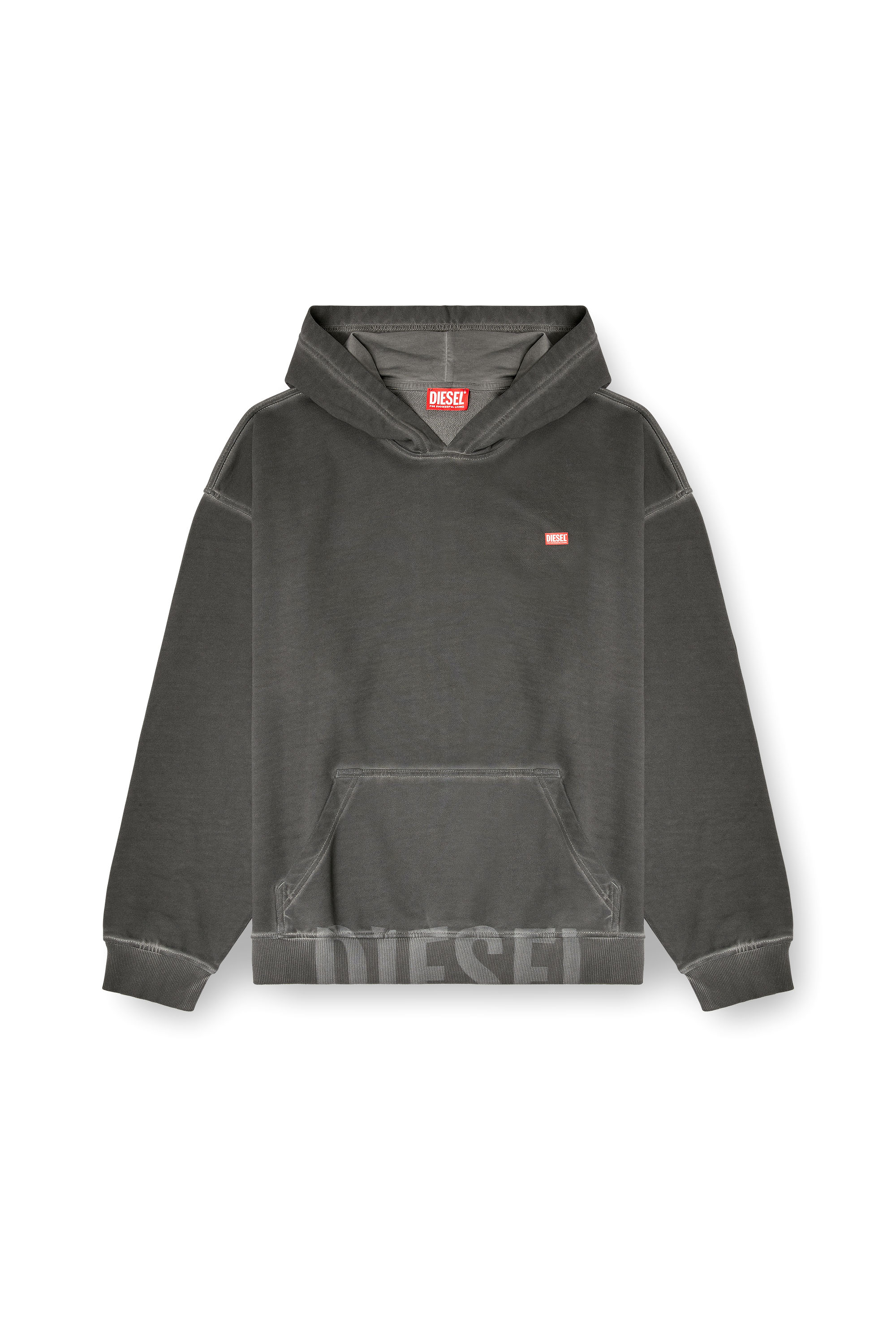 S-BOXT-HOOD-T4, Dark grey Diesel - S-BOXT-HOOD-T4, Man's Cotton hoodie with kangaroo pocket in Dark grey - 2