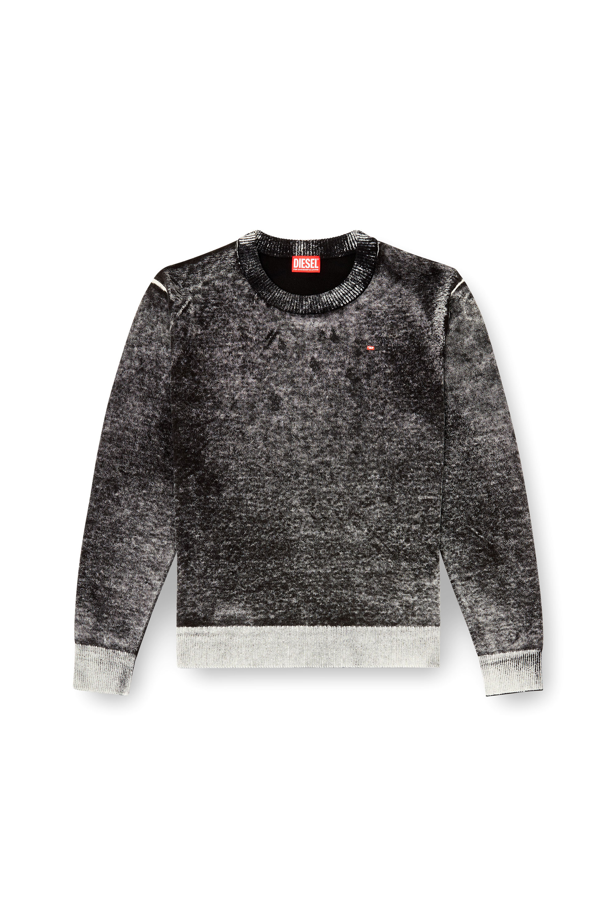 Diesel - K-LAURENT, Man's Jumper with faded reverse print in Grey - 3