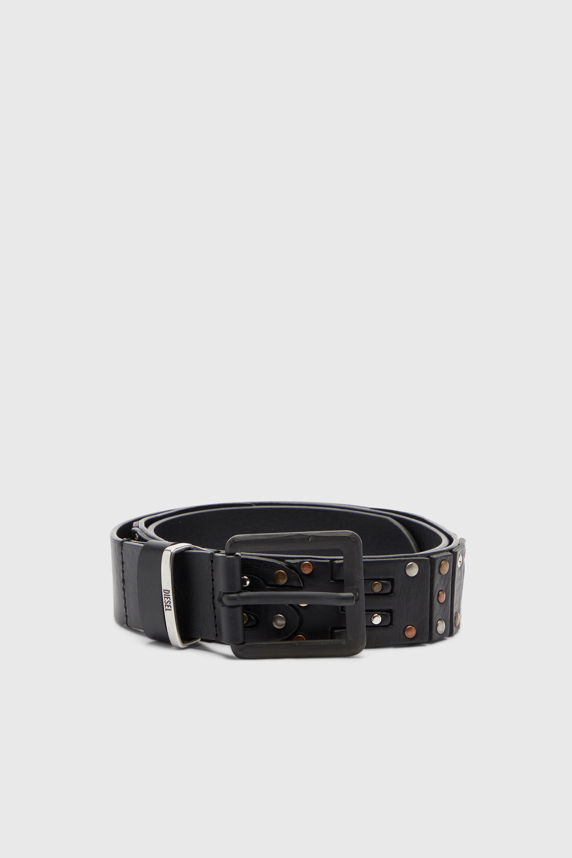 4cm leather belt with studs and rivets